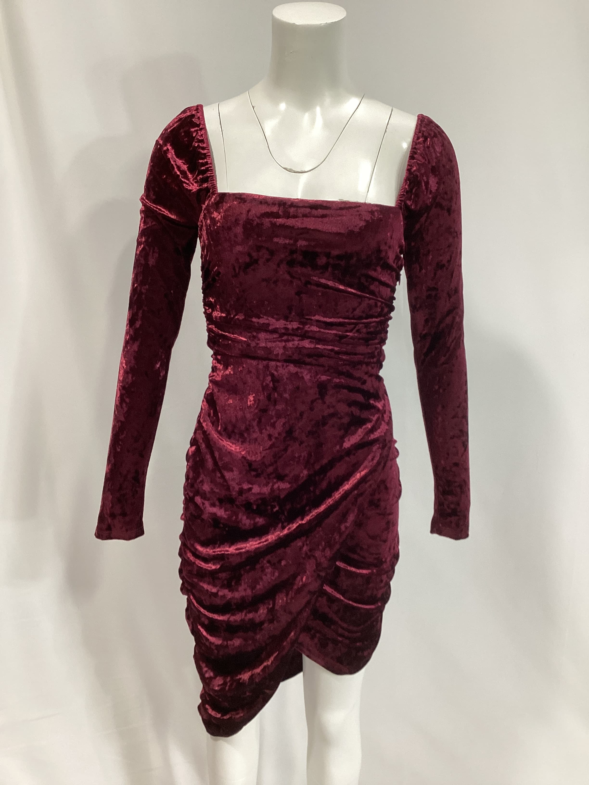 Velvet Midi Dress In Burgundy - Image 4