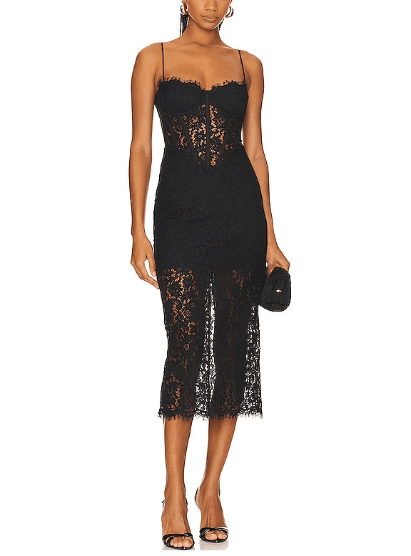 Olina Corset Midi Dress In Black - Image 1