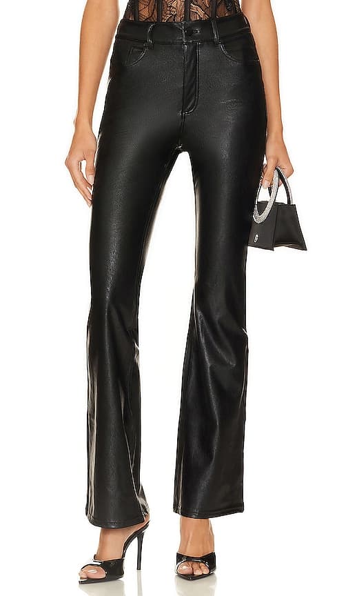 Faux Leather Five Pocket Flare Pant - Image 1