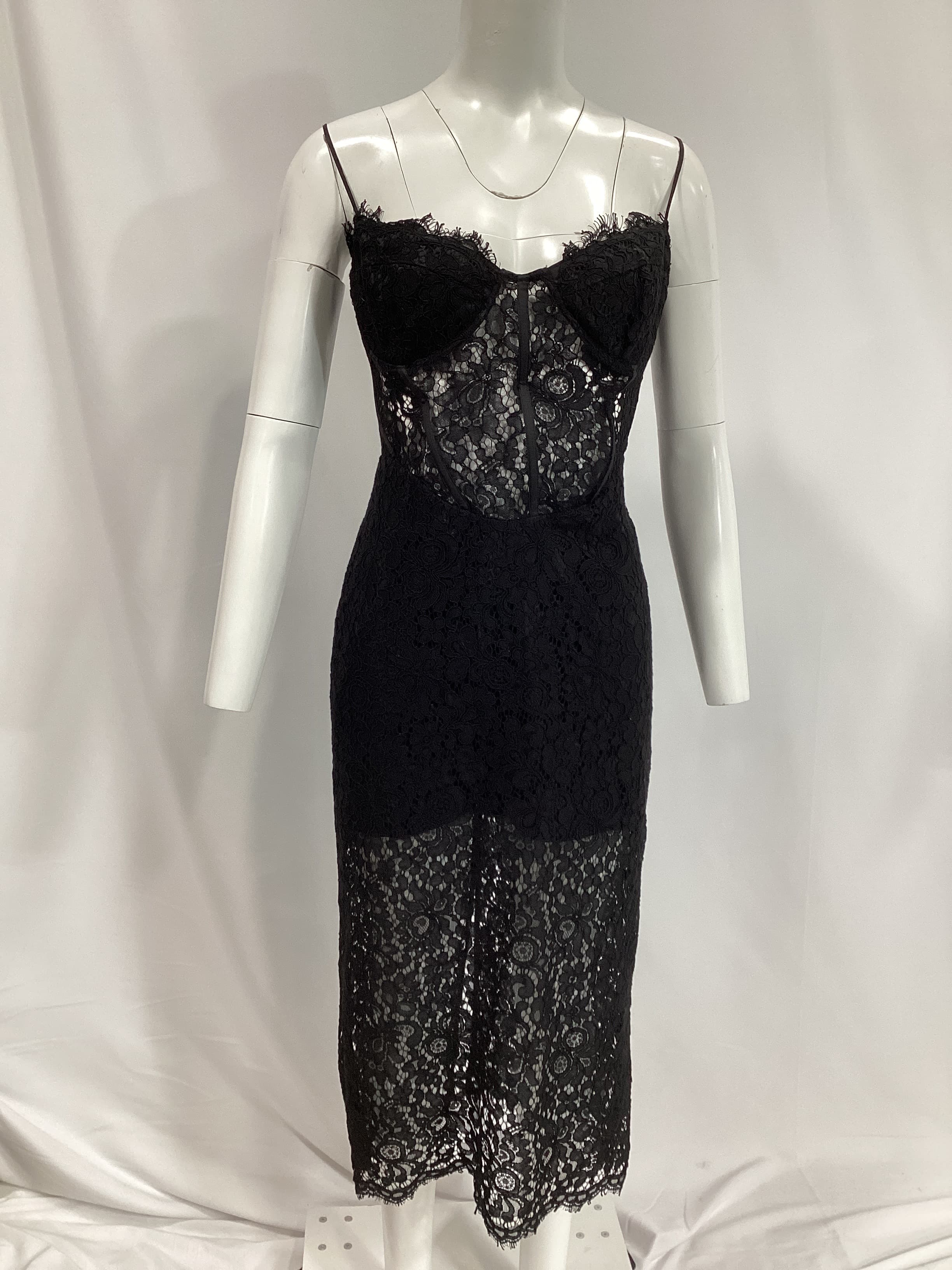 Olina Corset Midi Dress In Black - Image 3