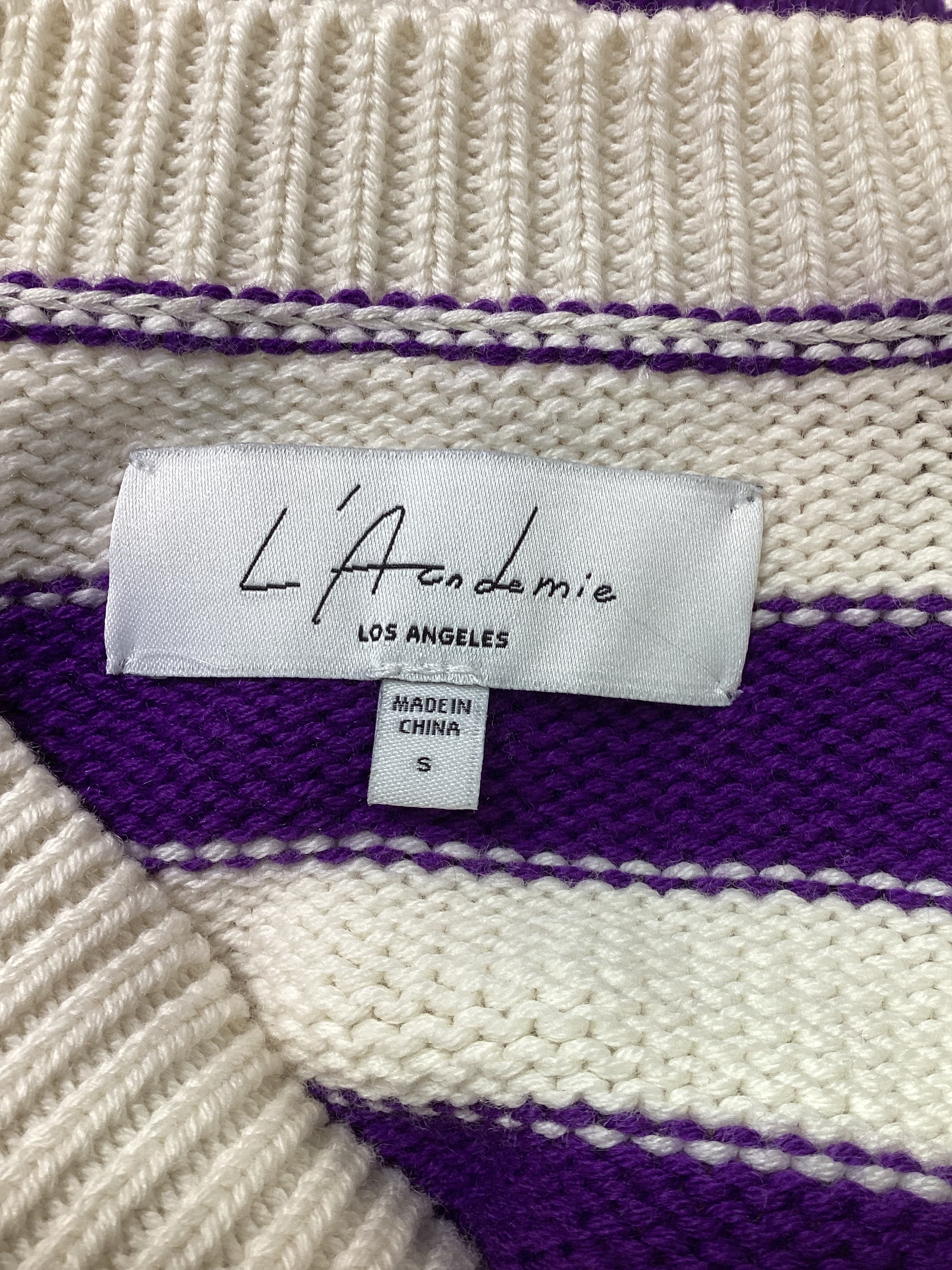 Raddix Oversize Striped V Neck In Ivory & Purple - Image 4