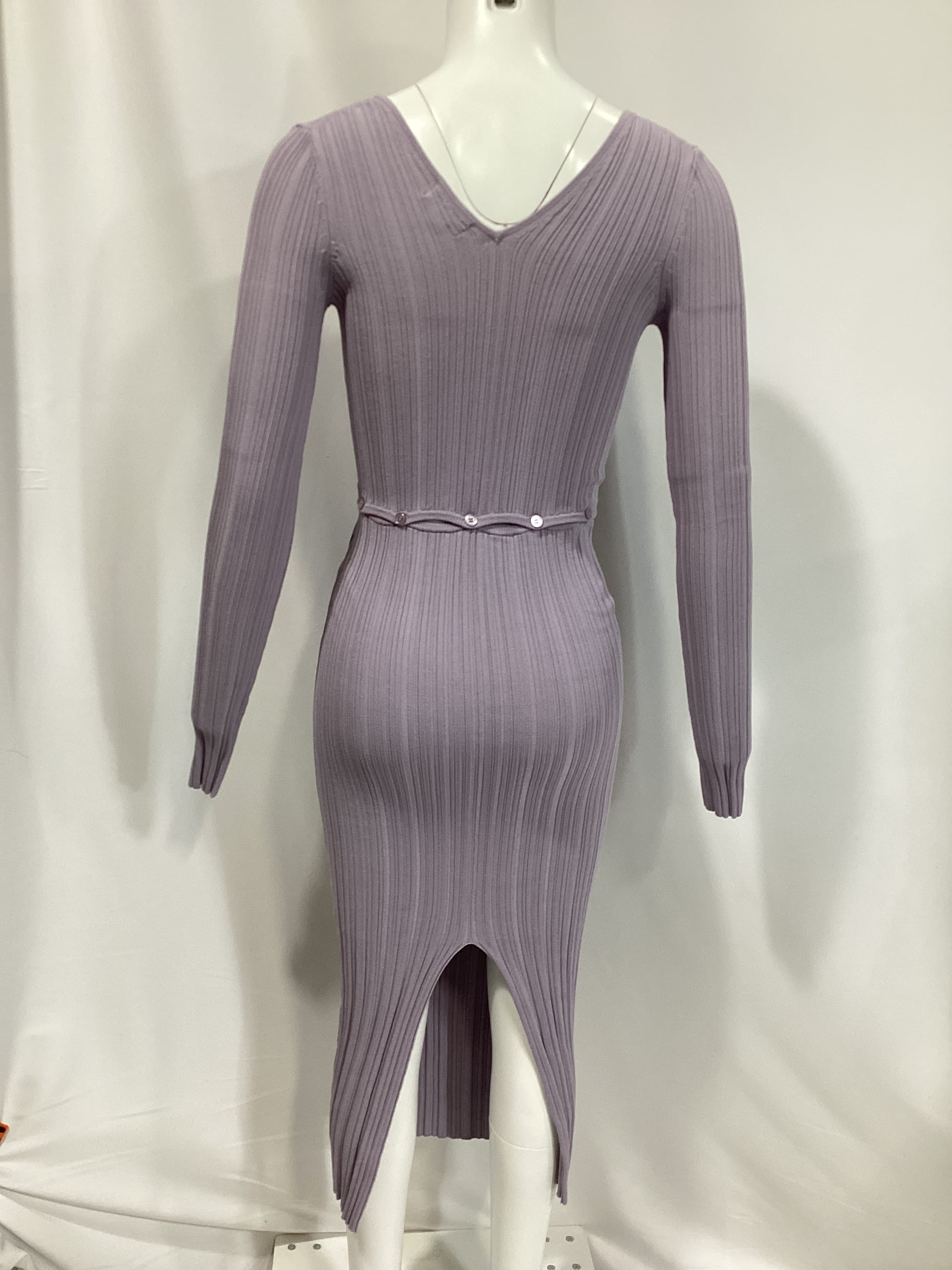 Delaire Button Off Midi Dress In Dusty Purple - Image 3