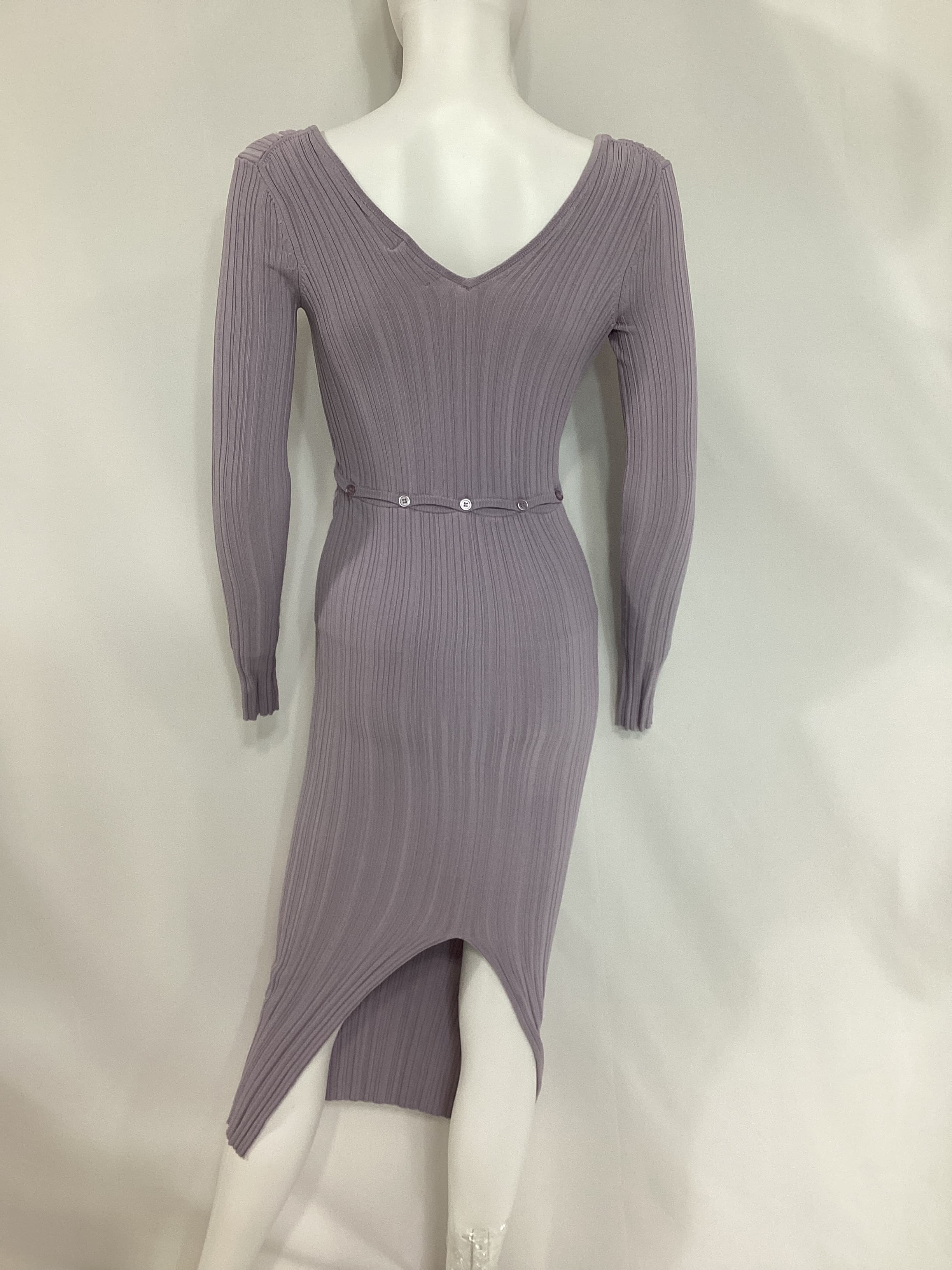 Delaire Button Off Midi Dress In Dusty Purple - Image 2