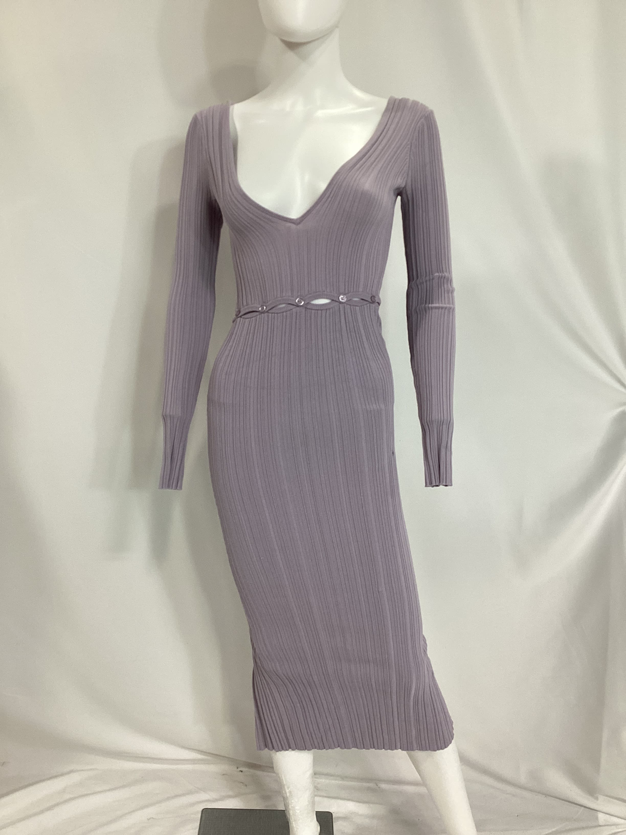 Delaire Button Off Midi Dress In Dusty Purple - Image 3