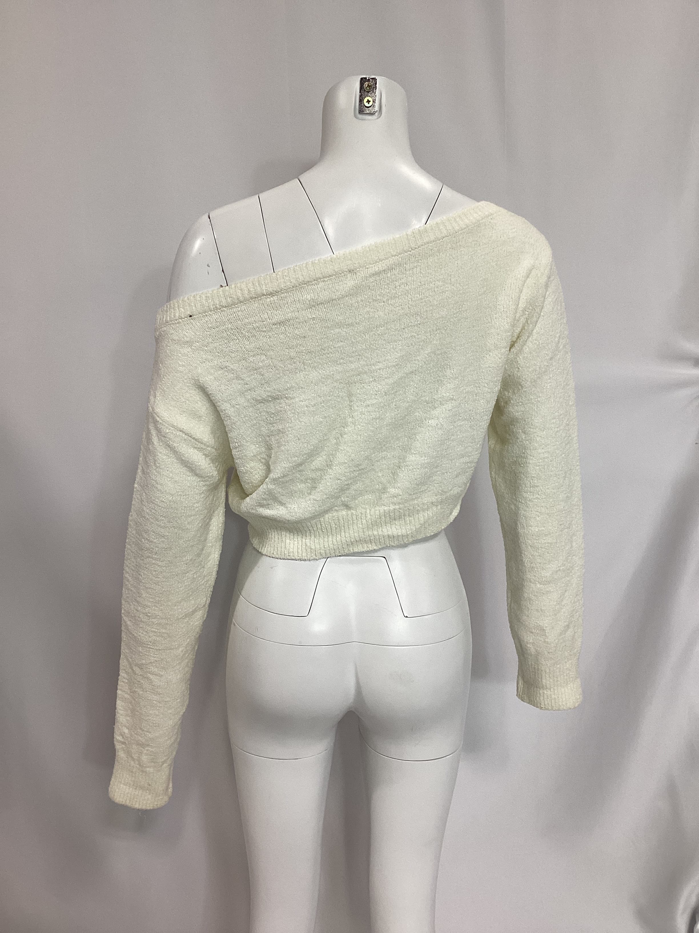 Milena Off Shoulder Sweater In White - Image 2