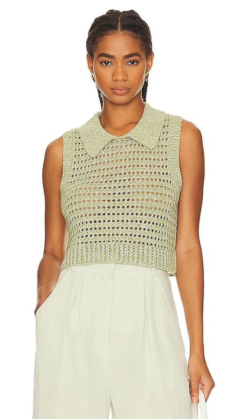 Collared Tank Top In Pear - Image 1