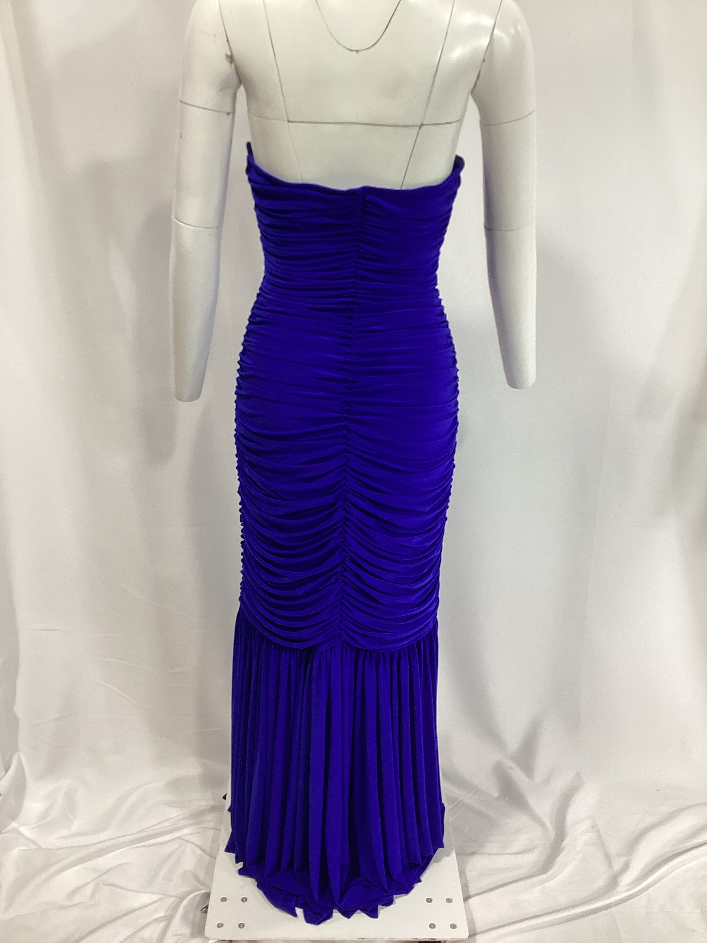 Slinky Fishtail Gown In Cobalt - Image 2