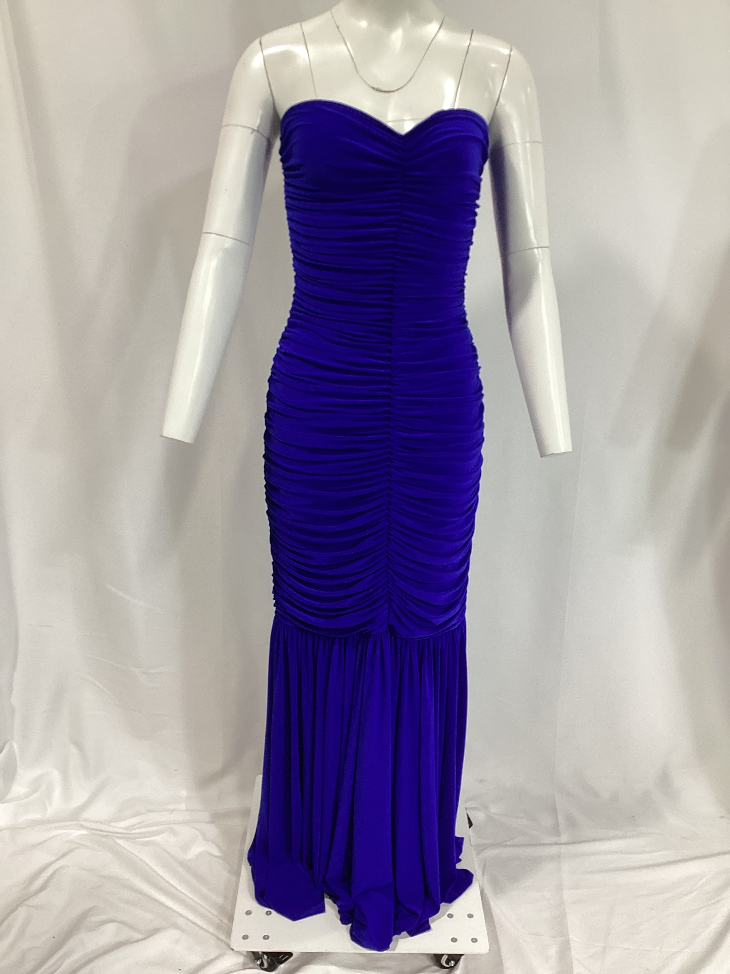 Slinky Fishtail Gown In Cobalt - Image 4