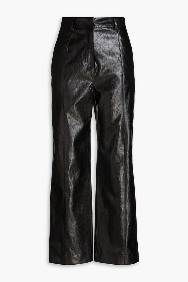 Crinkled Faux Leather Straight-Leg Pants - Image 1