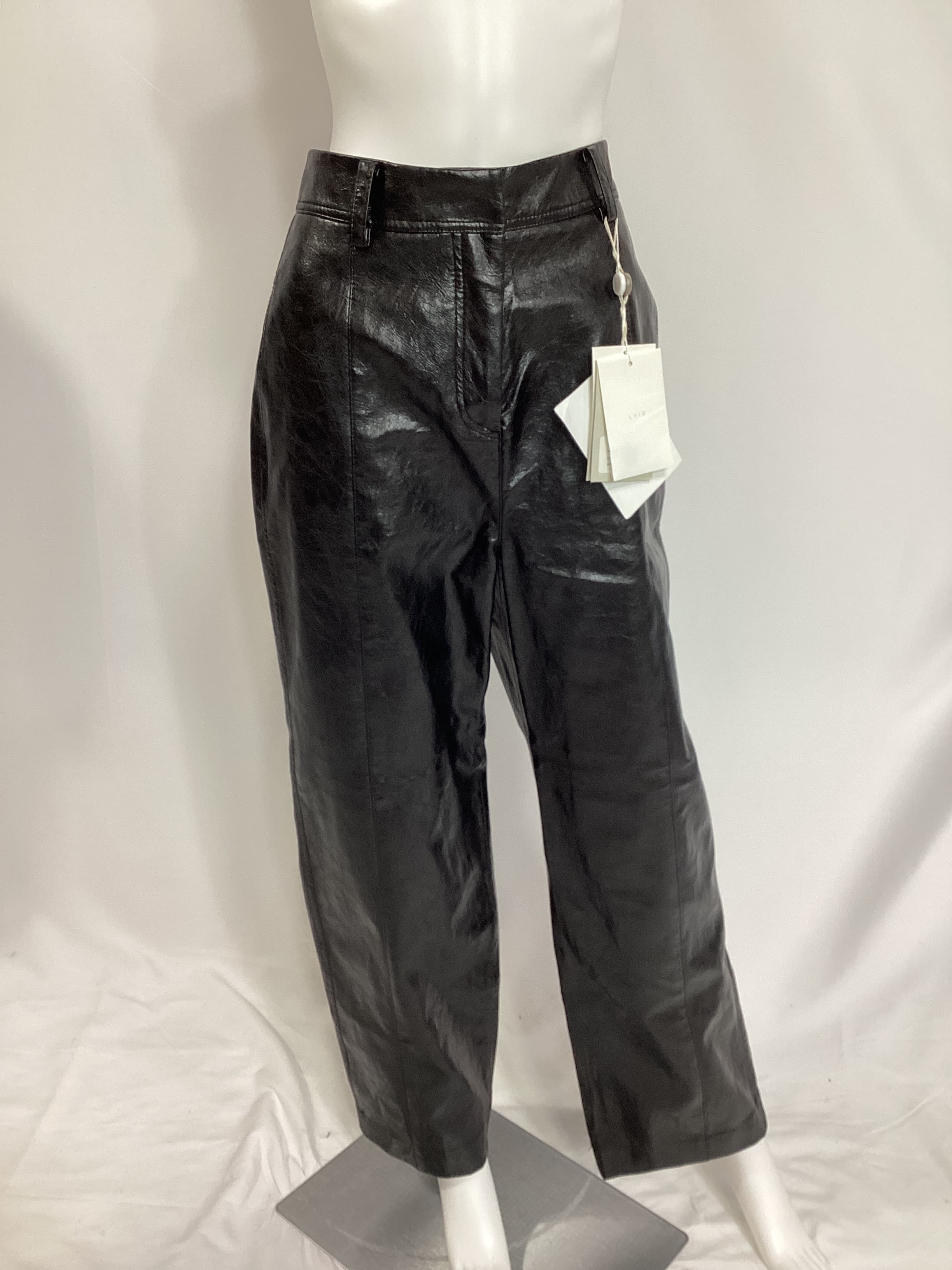 Crinkled Faux Leather Straight-Leg Pants - Image 2