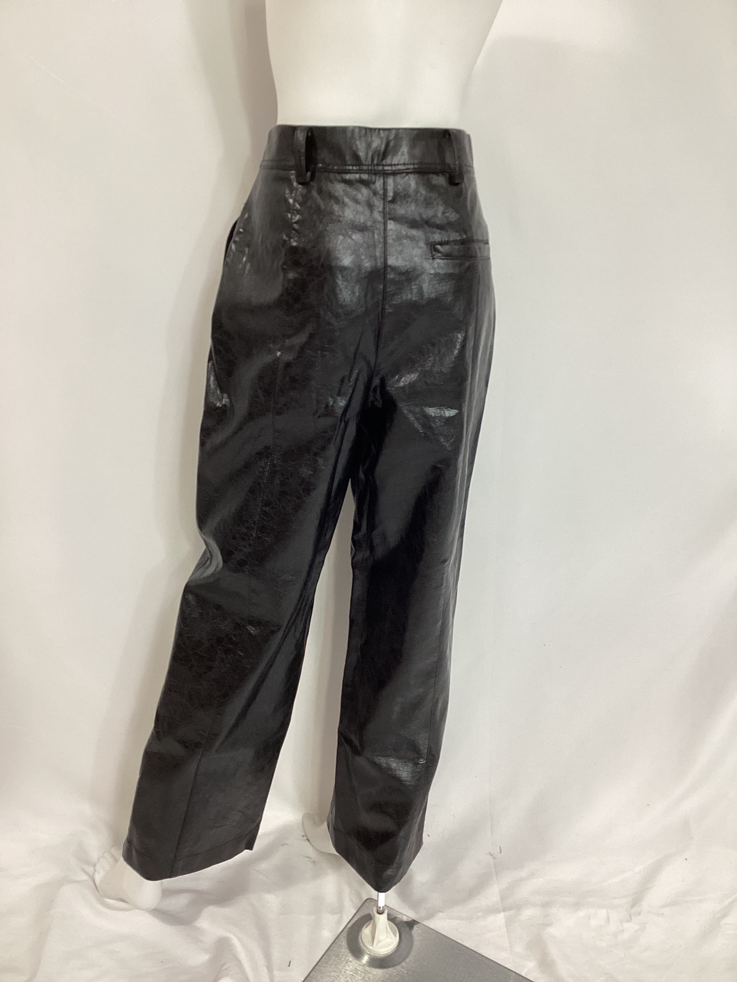 Crinkled Faux Leather Straight-Leg Pants - Image 3