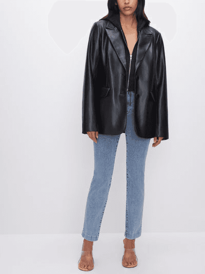 Faux Leather Blazer - Image 1
