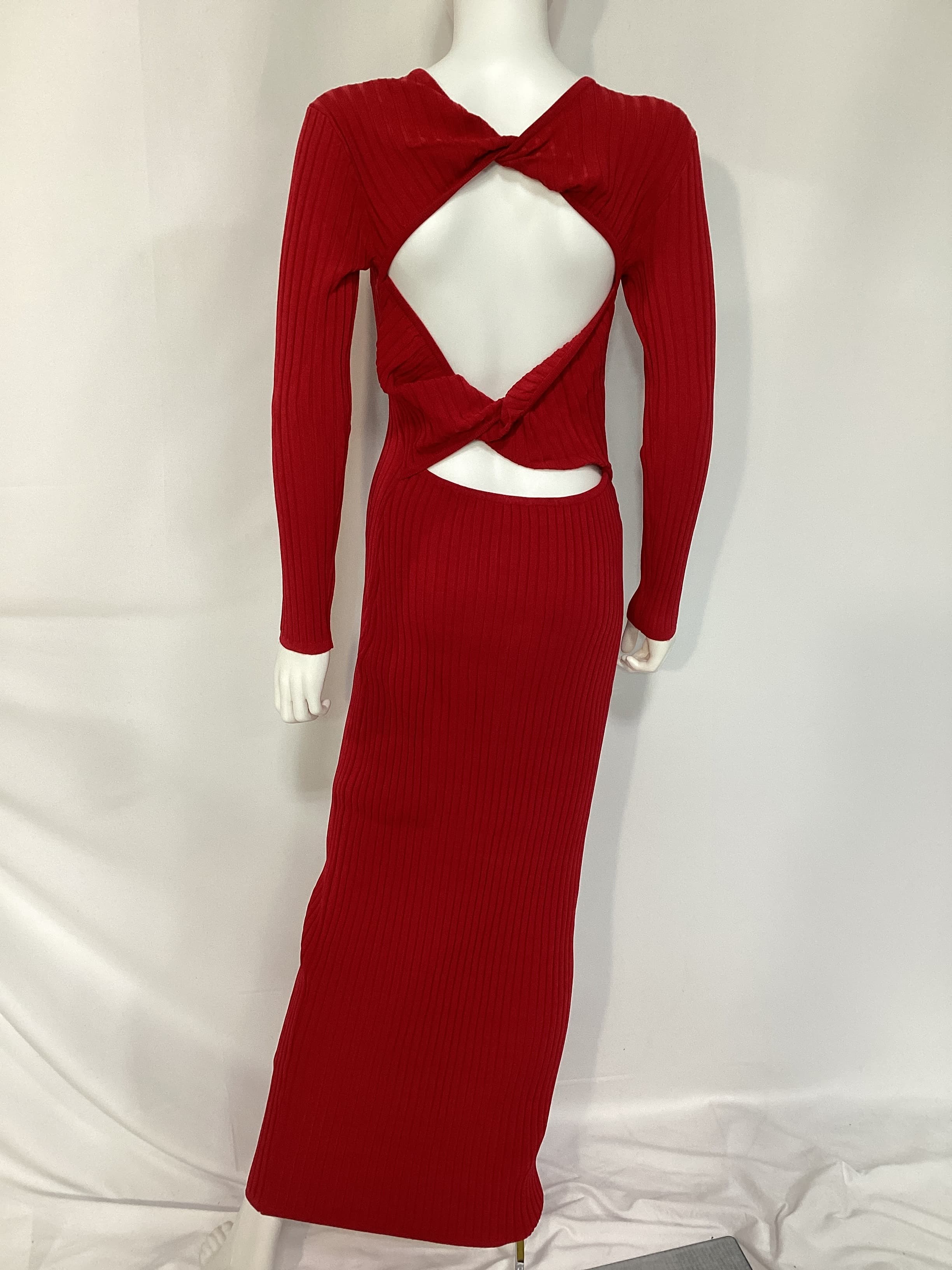 Red Knit Midi Dress - Image 4