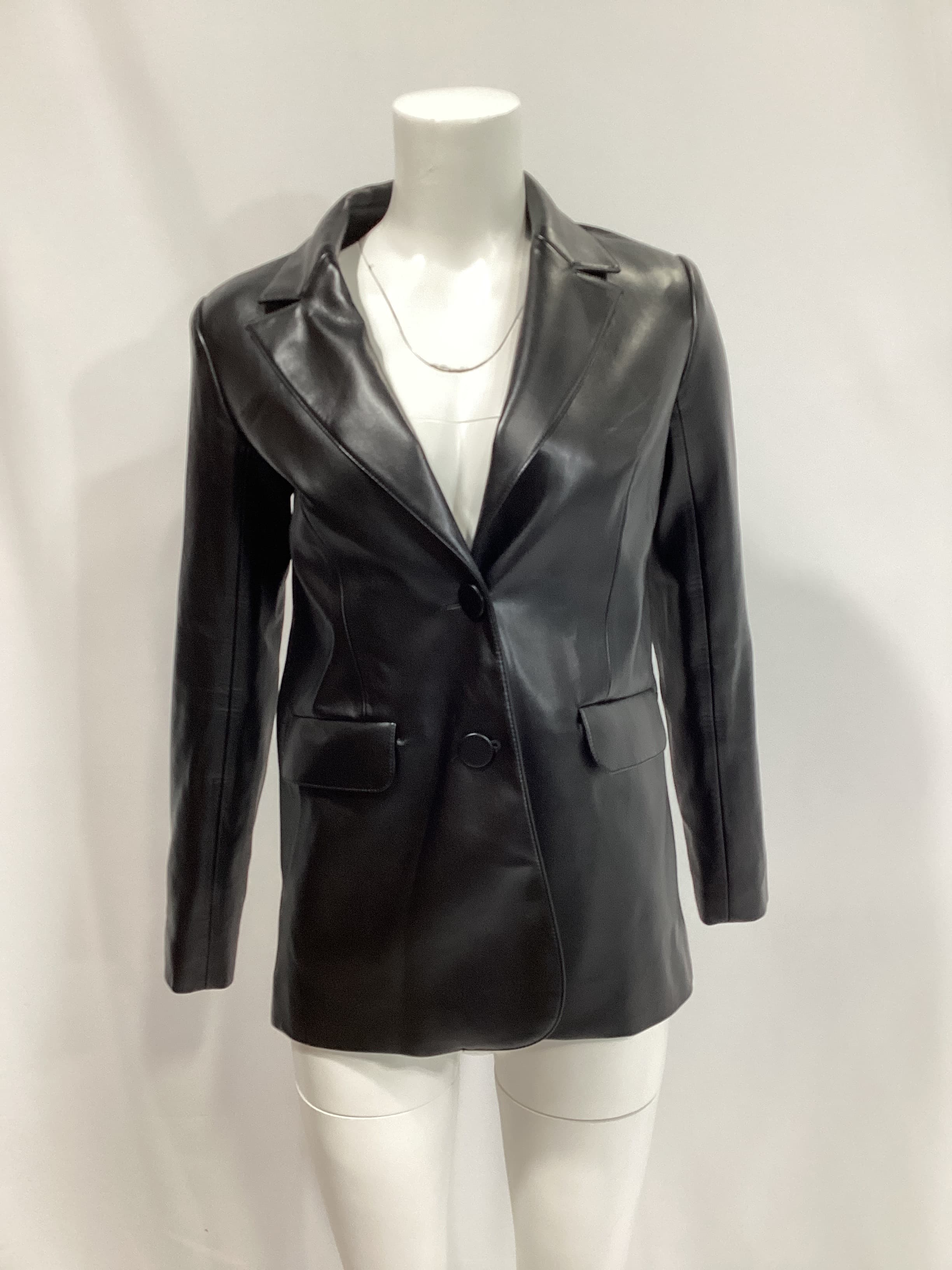 Faux Leather Blazer - Image 3