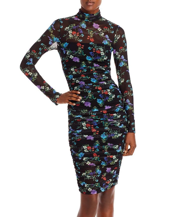 Delora Floral Print Turtleneck Midi Dress - Image 1