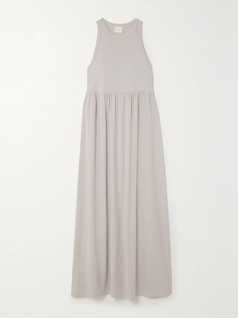 Gathered Organic Cotton-Jersey Maxi Dress - Image 1