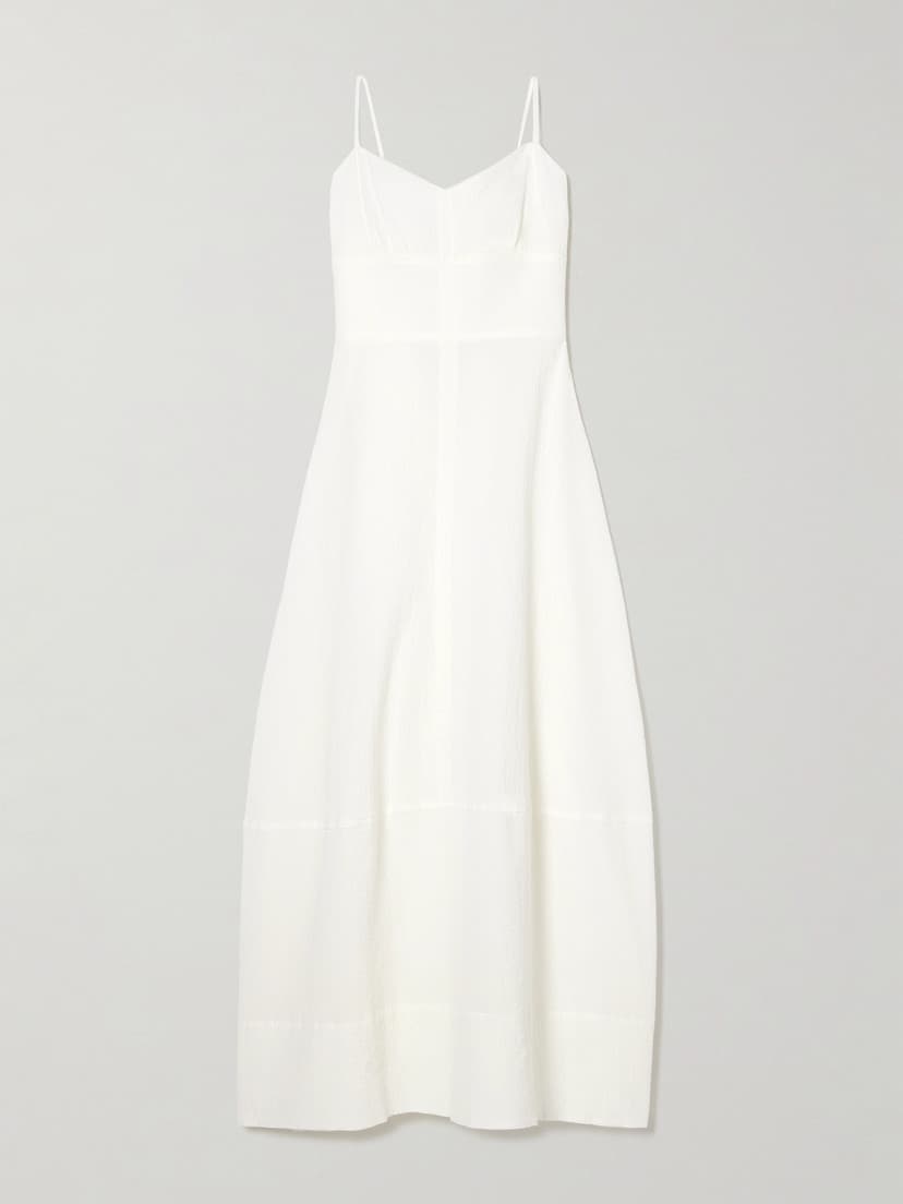 Hastings Tie-Detailed Organic Cotton-Blend Seersucker Midi Dress - Image 1