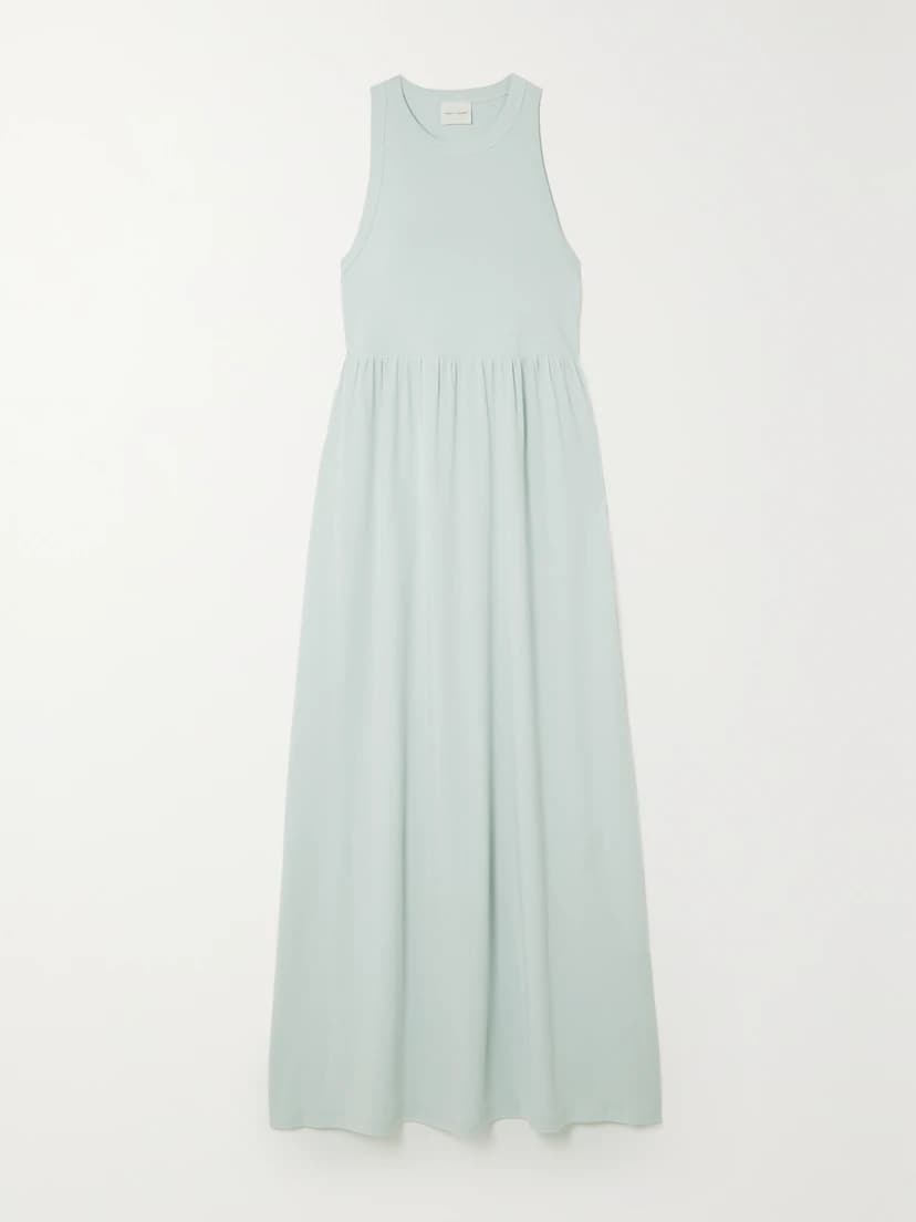 Gathered Organic Cotton-Jersey Maxi Dress - Image 1