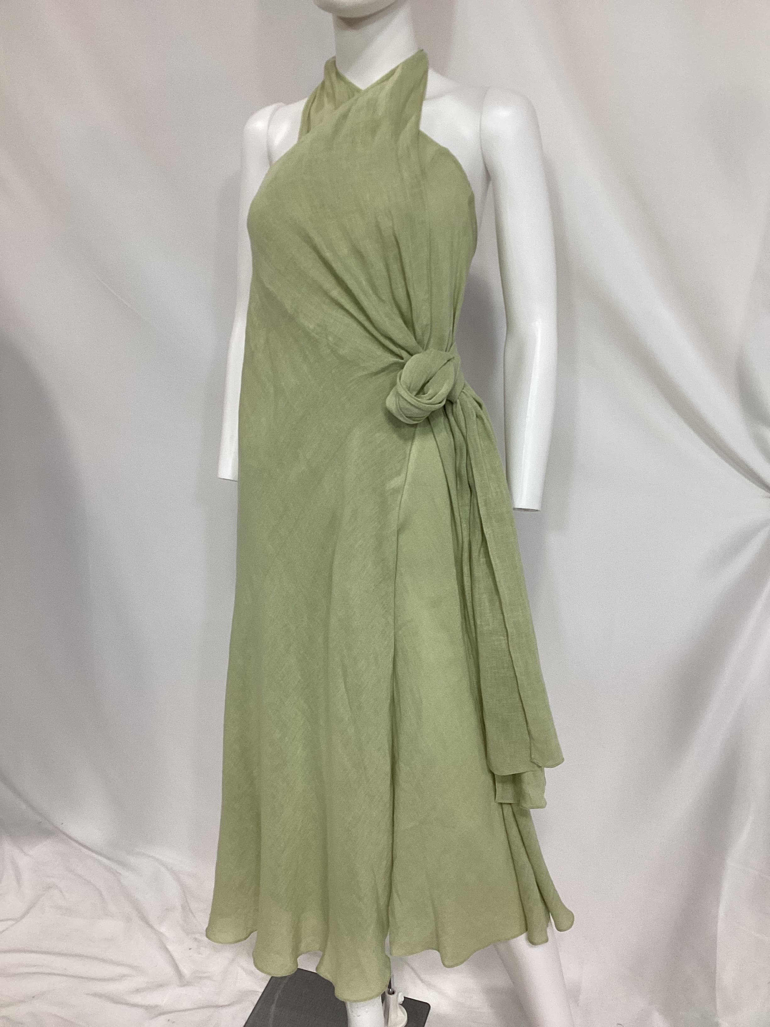 Yara Linen-Blend Halterneck Midi Wrap Dress - Image 2