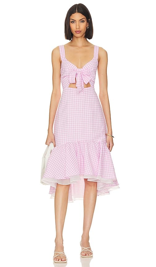 Tie Front Dress In Phalaenopsis Lavender Combo - Image 1