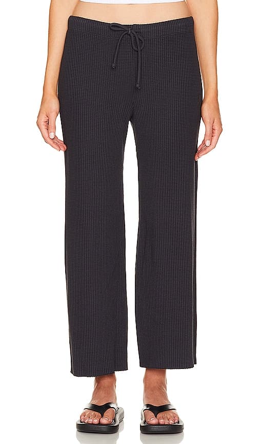 Waffle Crop Lounge Sweat In Faded Black - Image 1