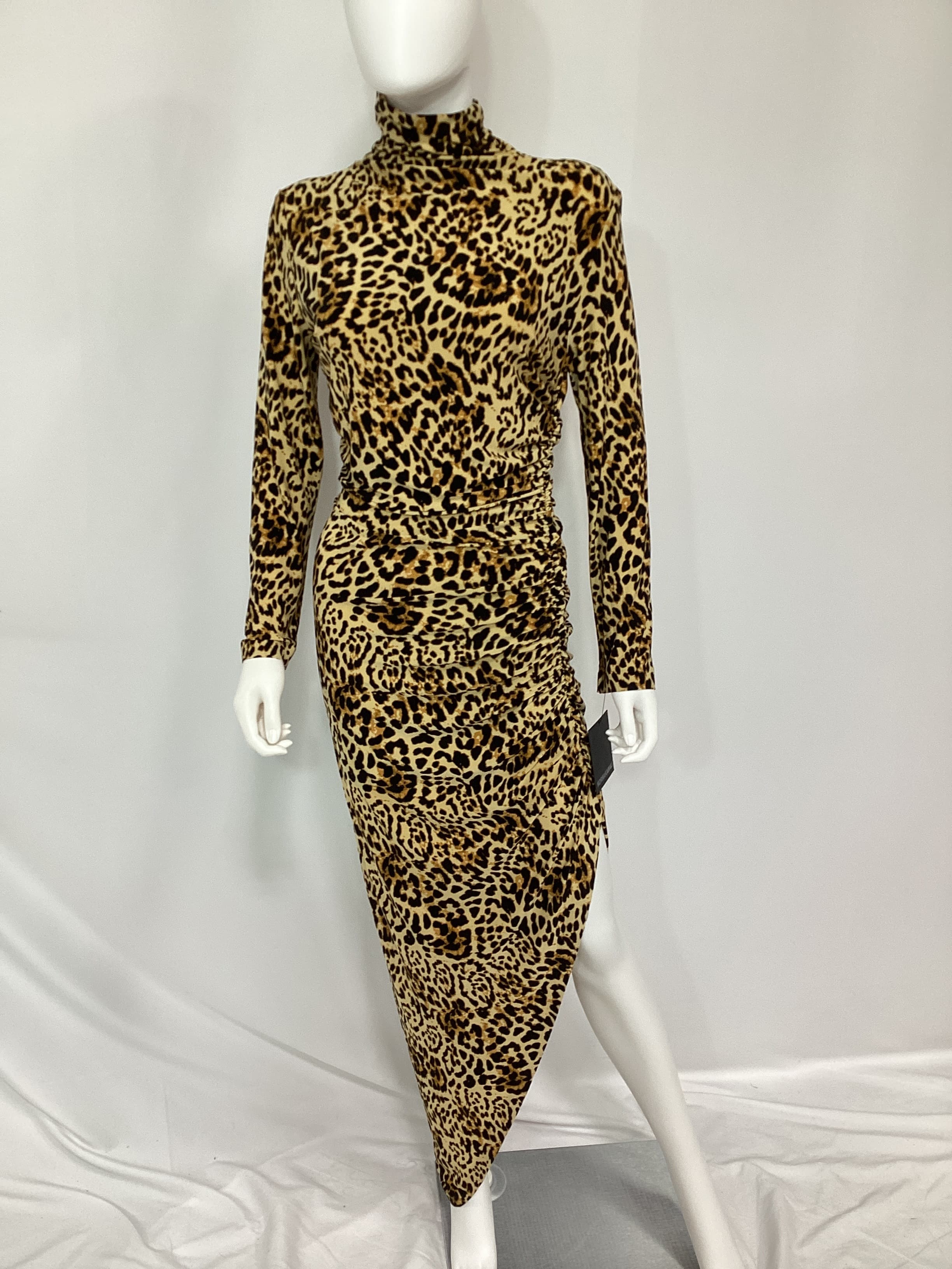 Long Sleeve Turtle Neck Side Drape Gown - Image 3