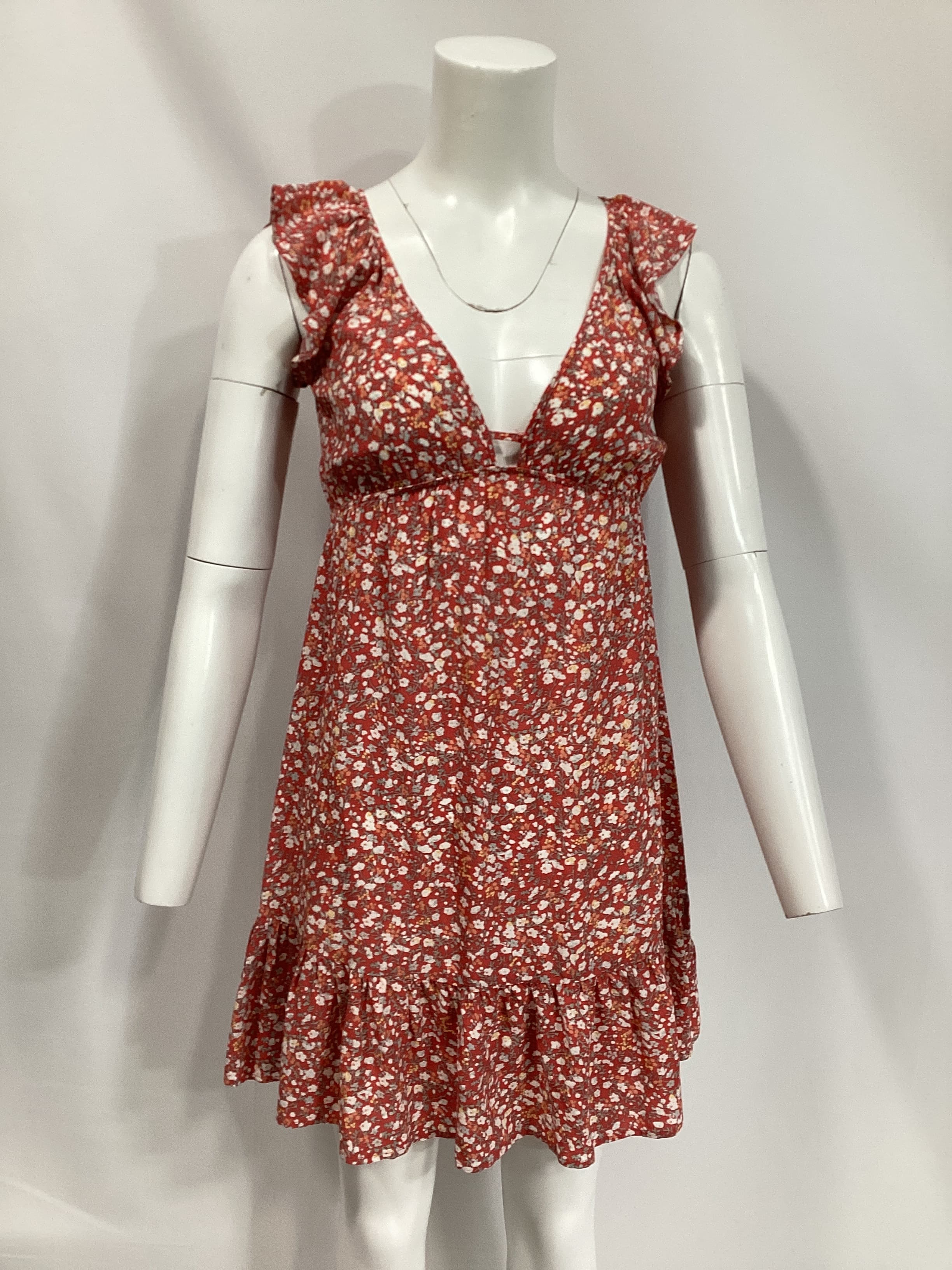 Anika Mini Dress In Red Ditsy Floral - Image 3