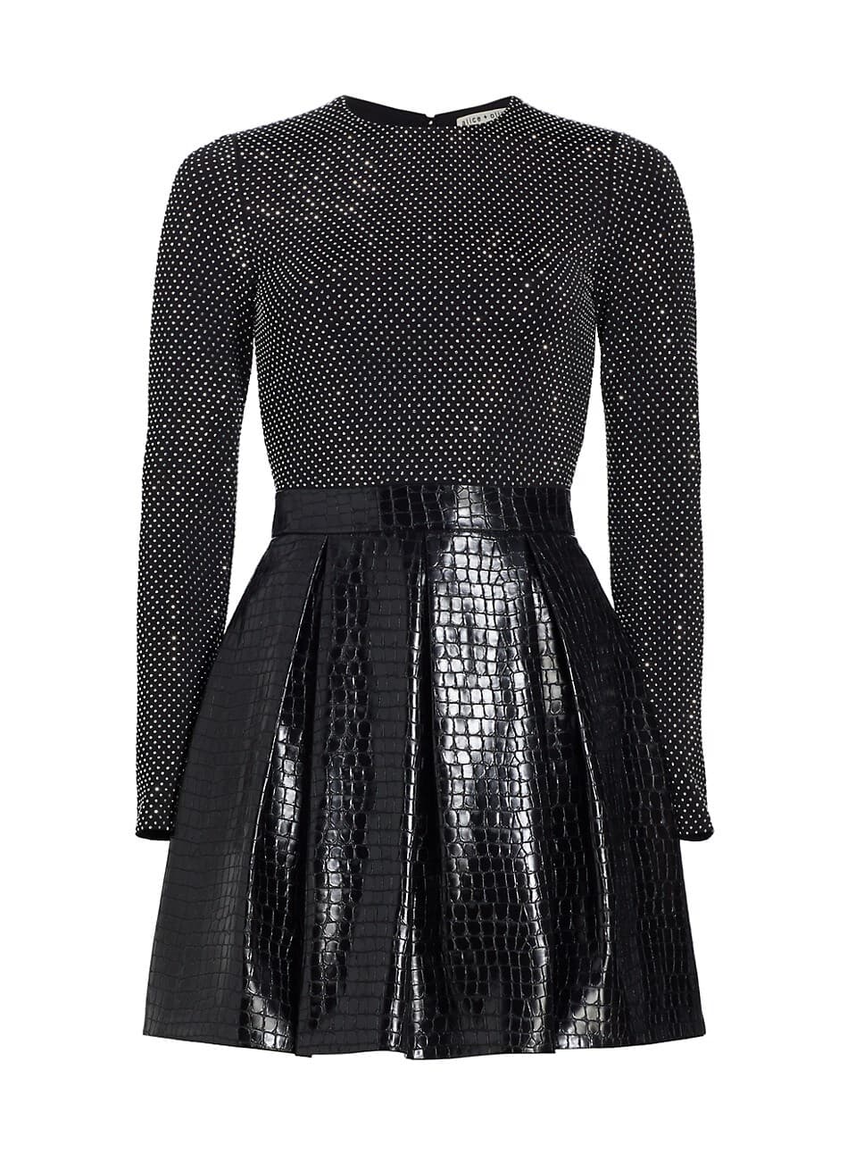 Chara Crocodile-Embossed Faux Leather Minidress - Image 1