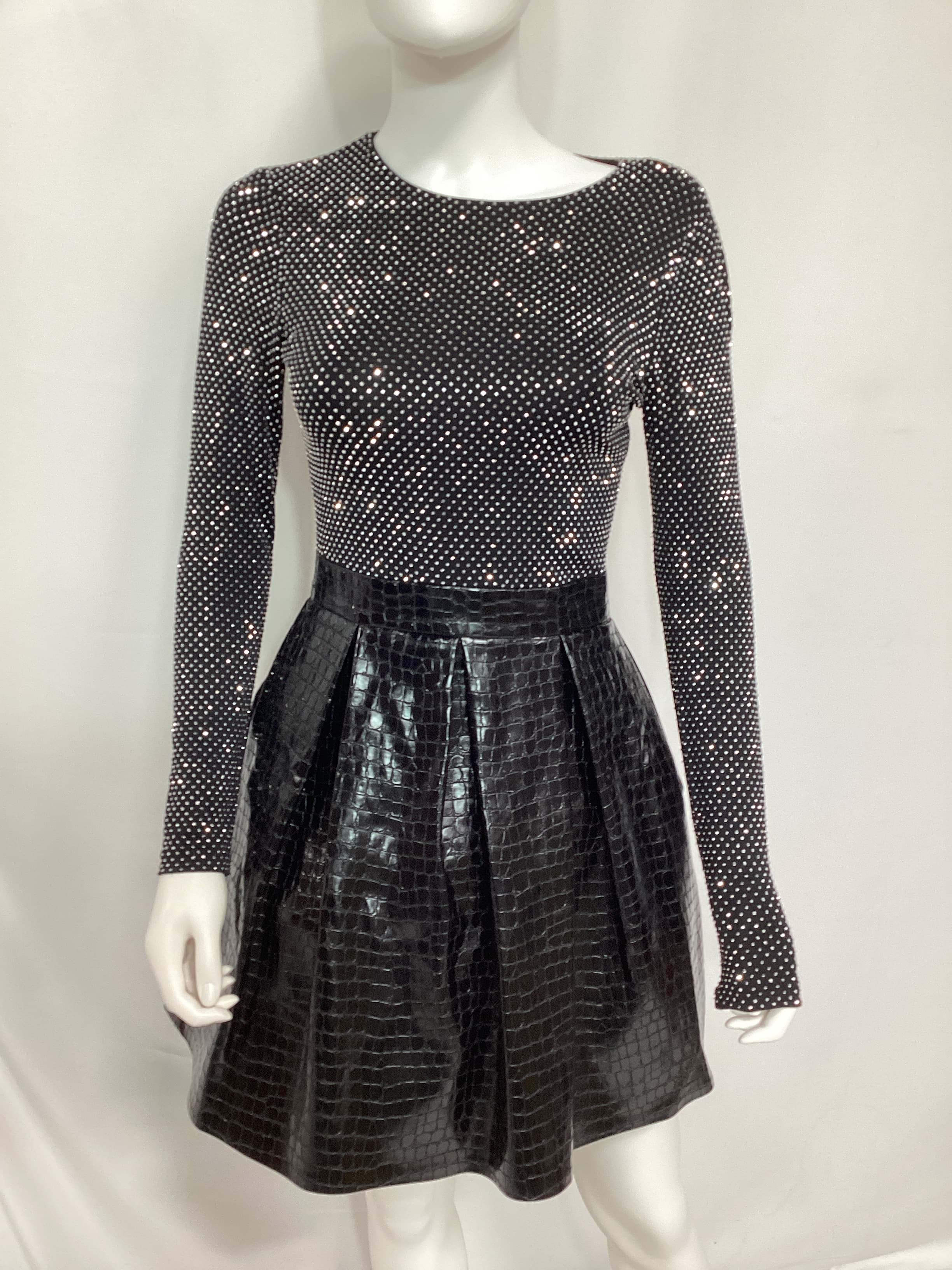 Chara Crocodile-Embossed Faux Leather Minidress - Image 2
