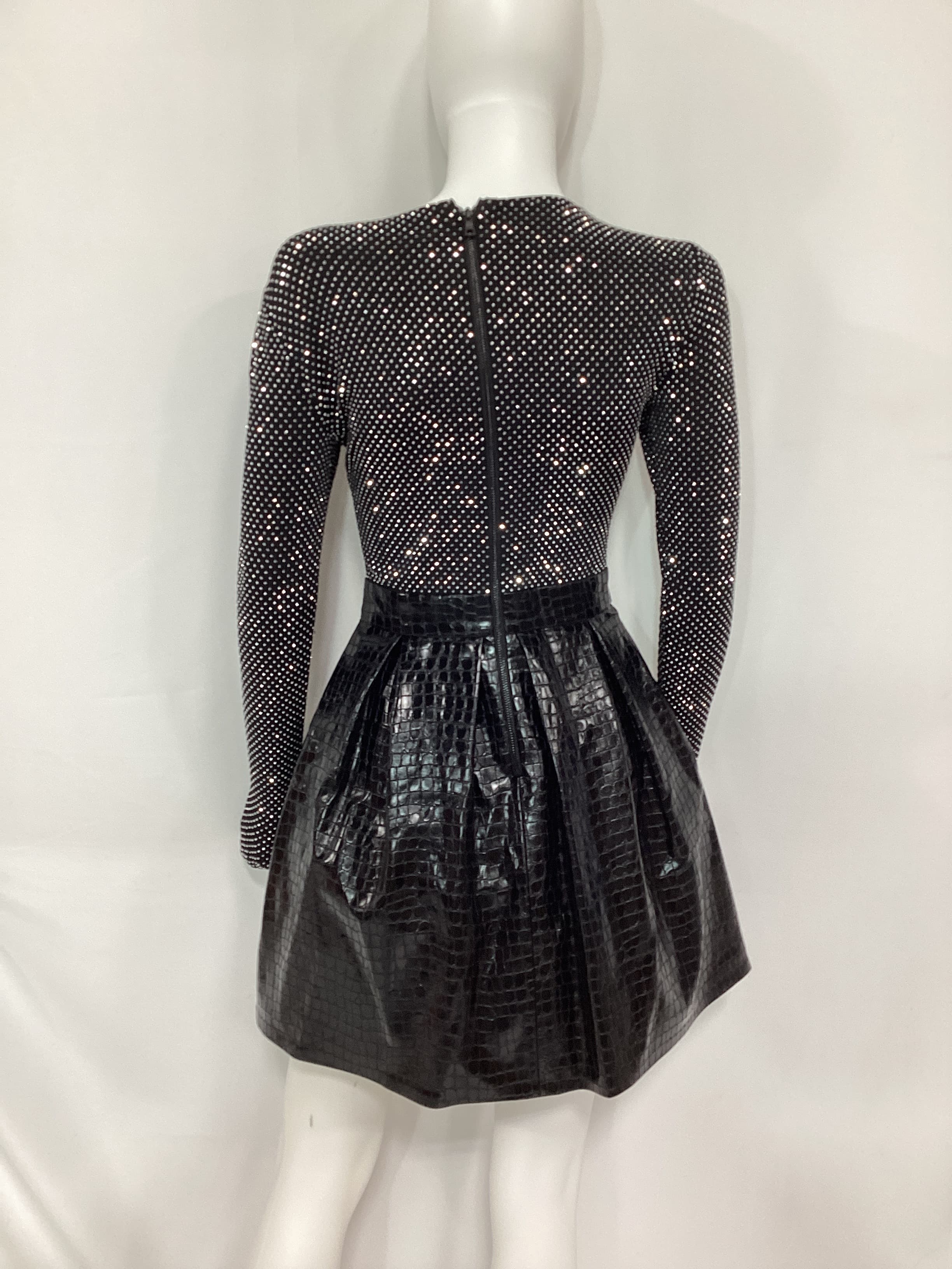 Chara Crocodile-Embossed Faux Leather Minidress - Image 3