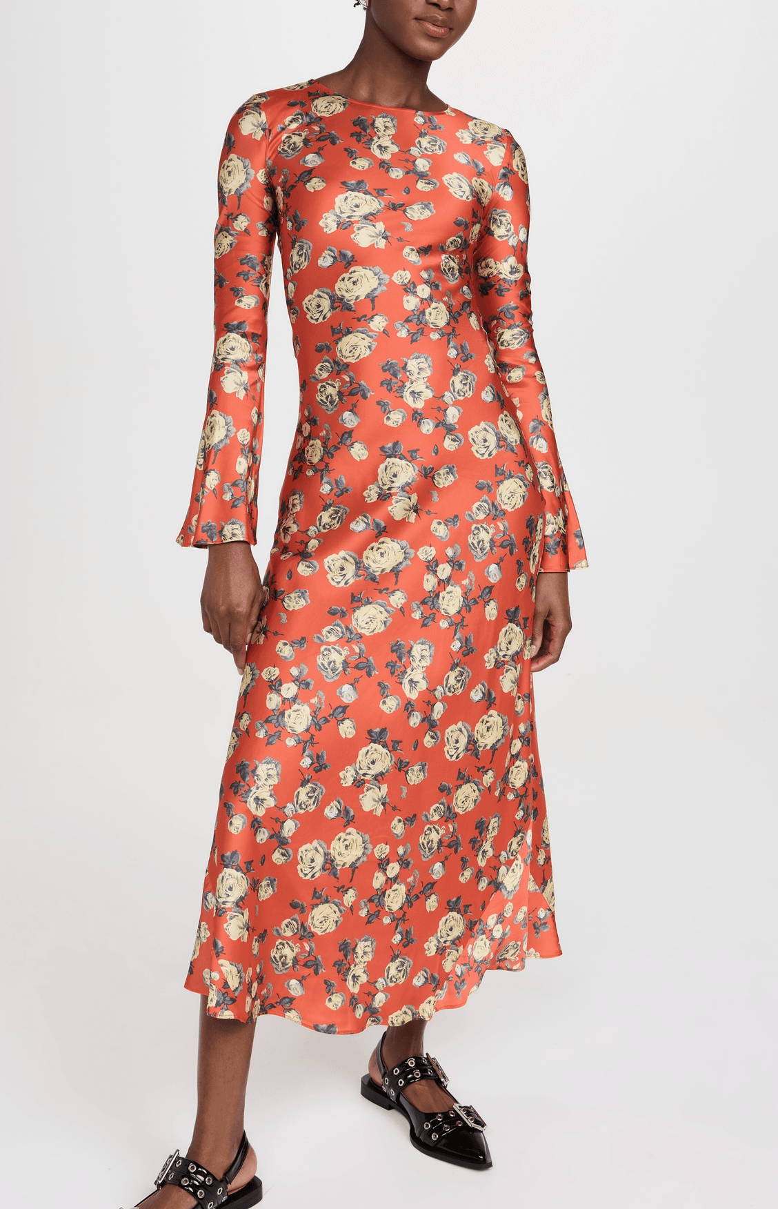 Printed Satin Maxi Dress - Image 1