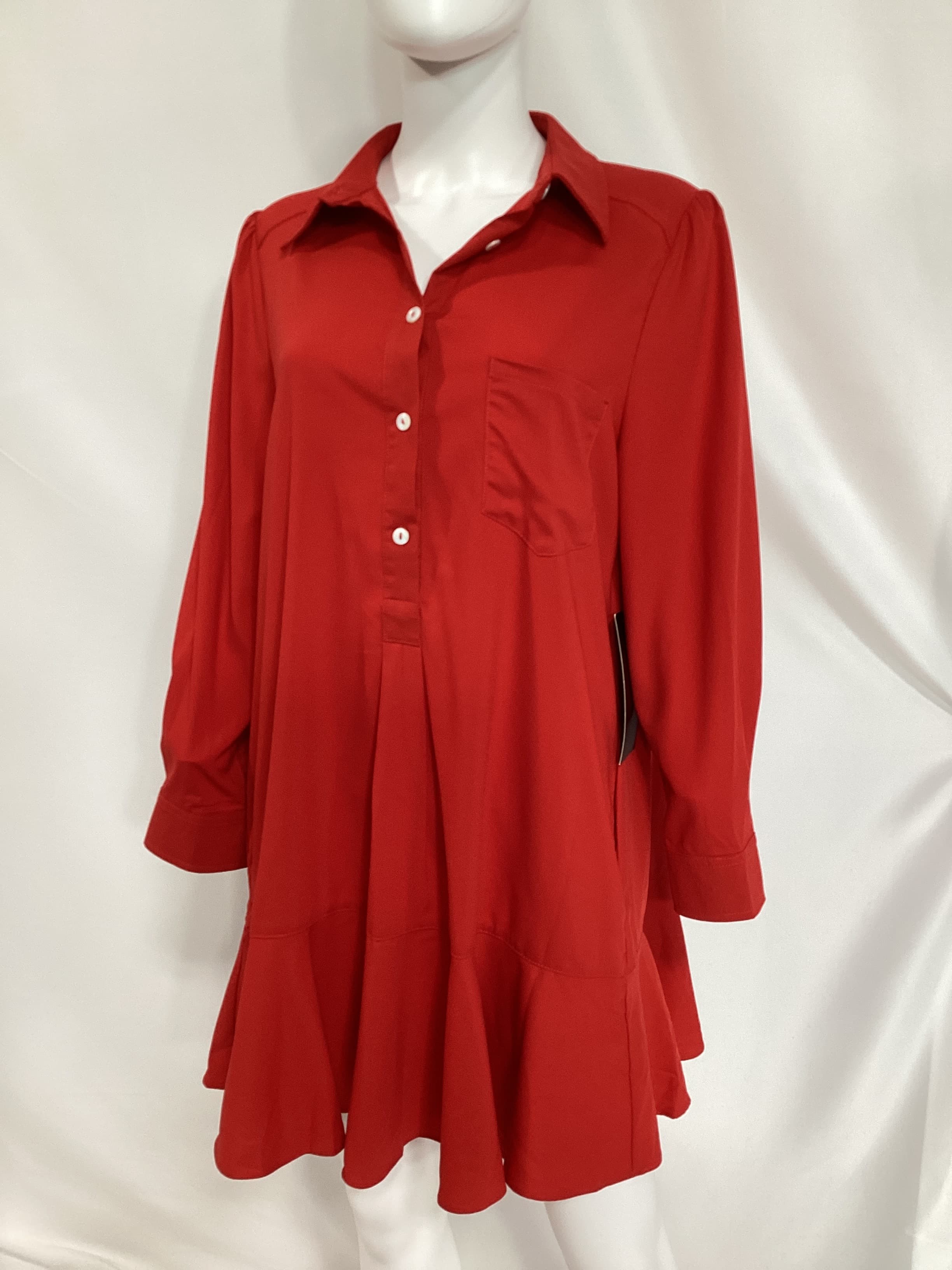 Red Crepe Callahan Shirt Dress - Image 3