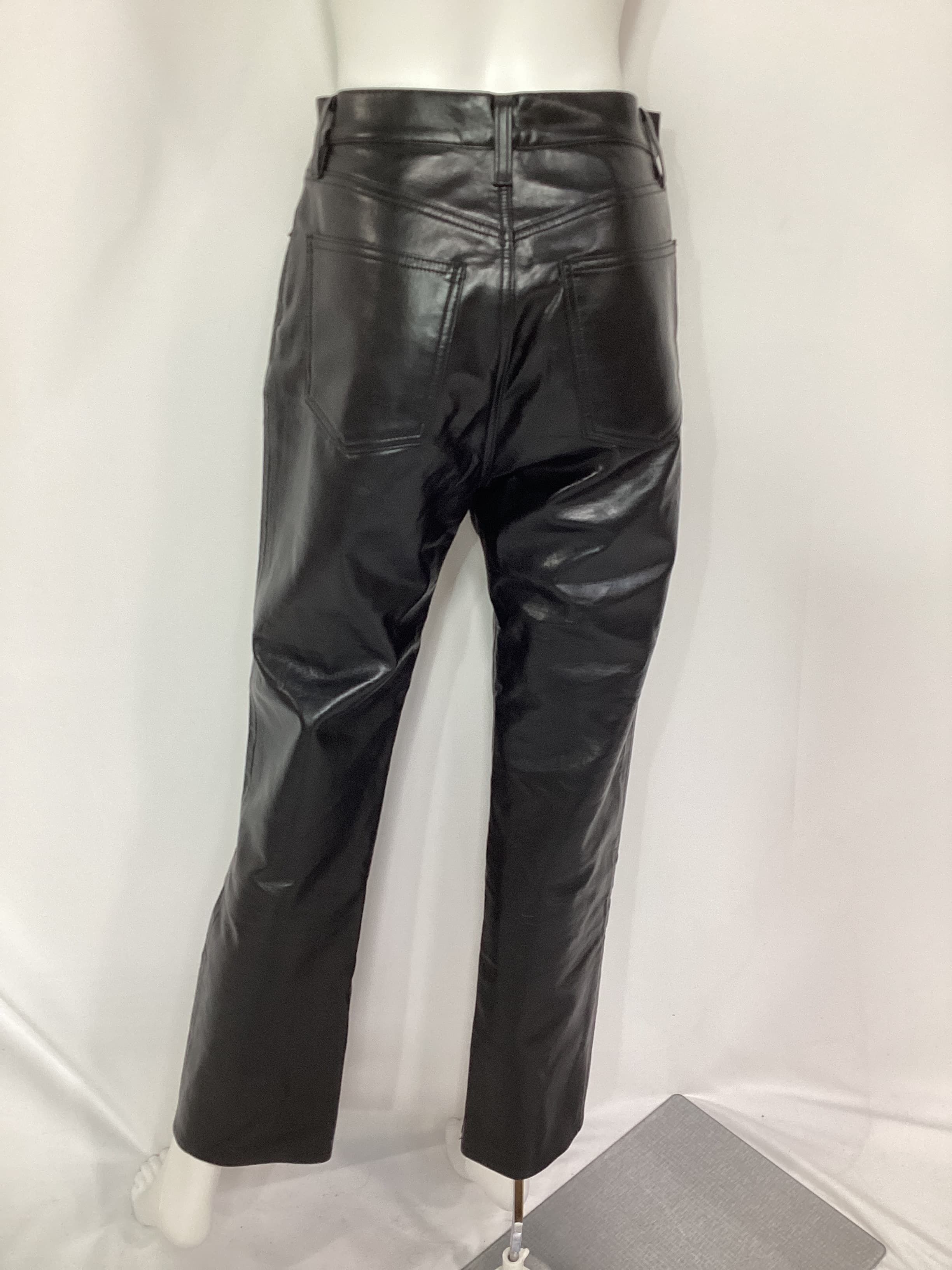 90s Pinch Waist Recycled Leather Pants - Image 2