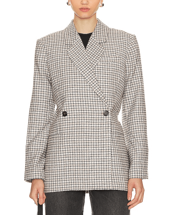 Kaia Blazer In Cream & Tan Check - Image 1