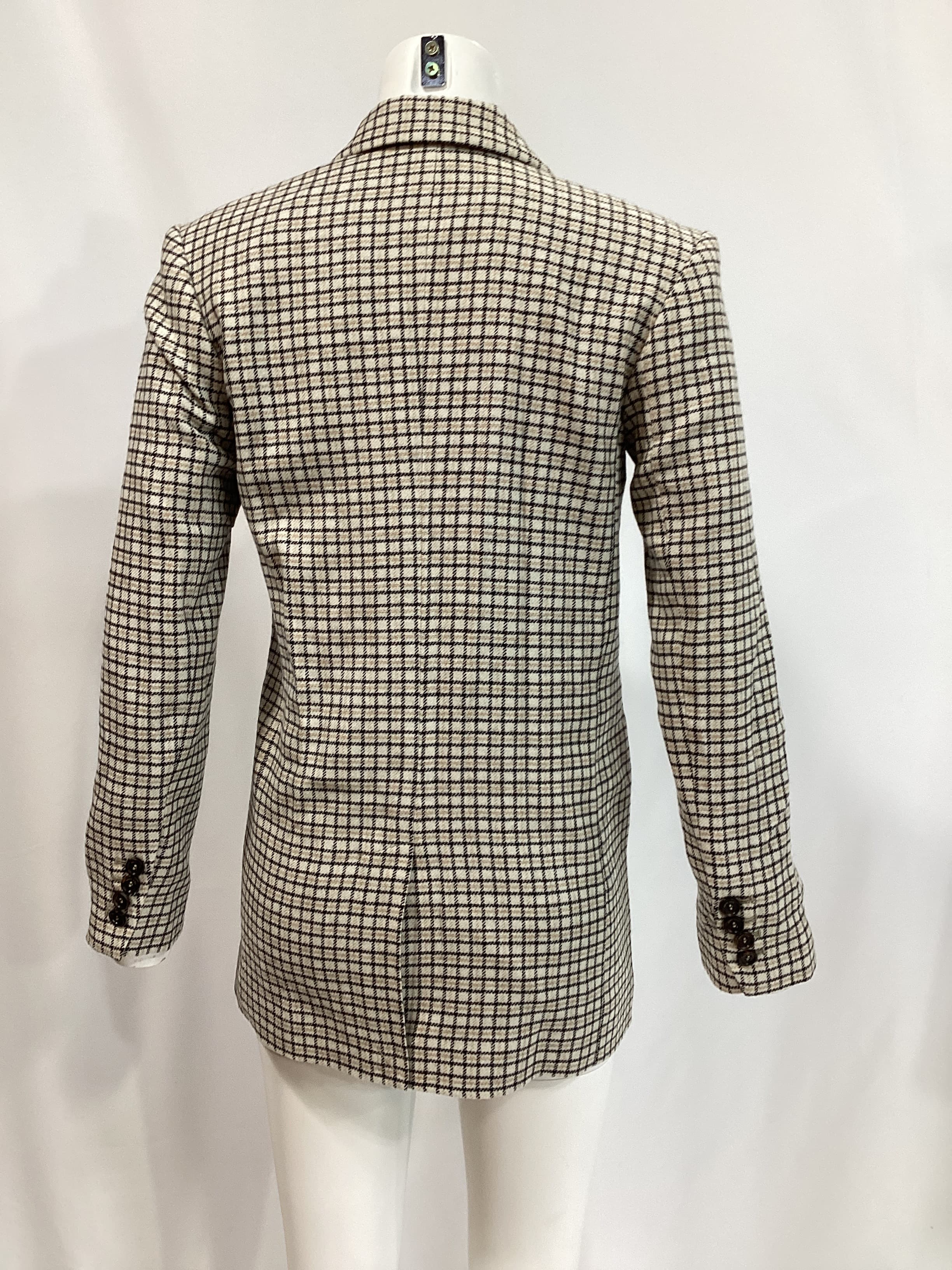 Kaia Blazer In Cream & Tan Check - Image 3