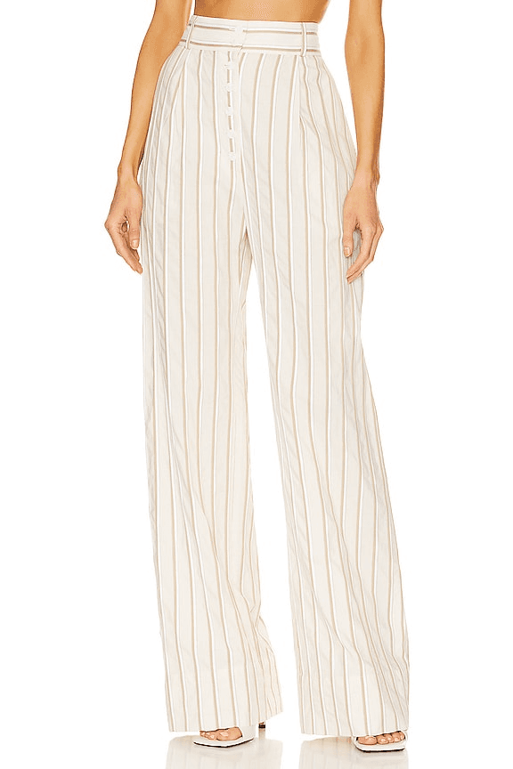 Button Fly Pant In Natural Striped - Image 1