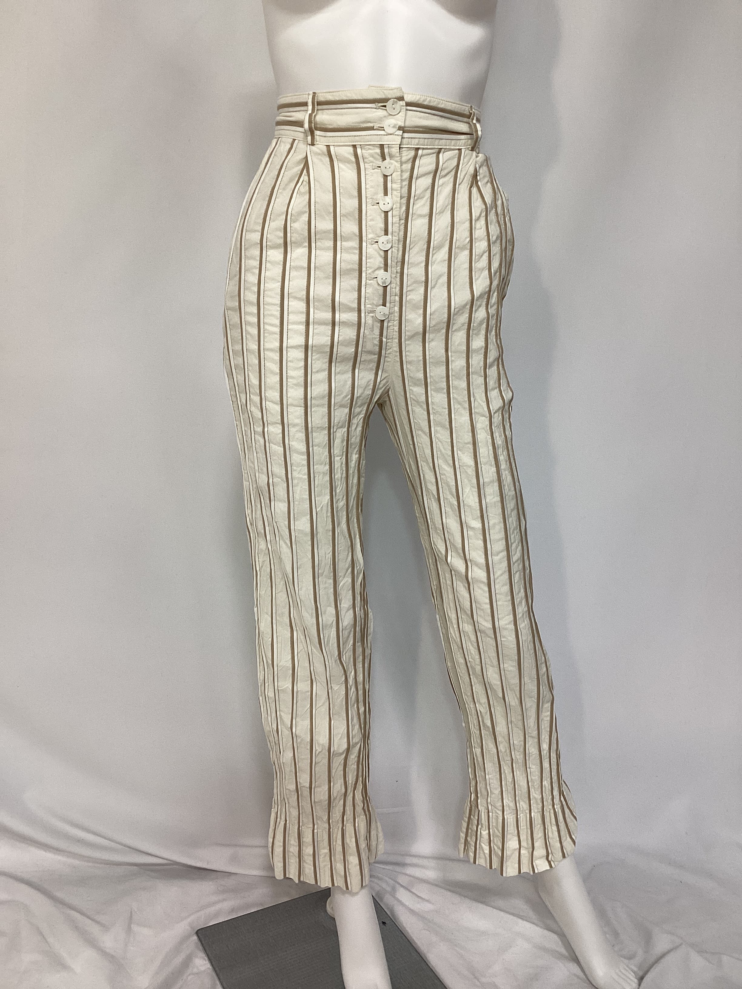 Button Fly Pant In Natural Striped - Image 3