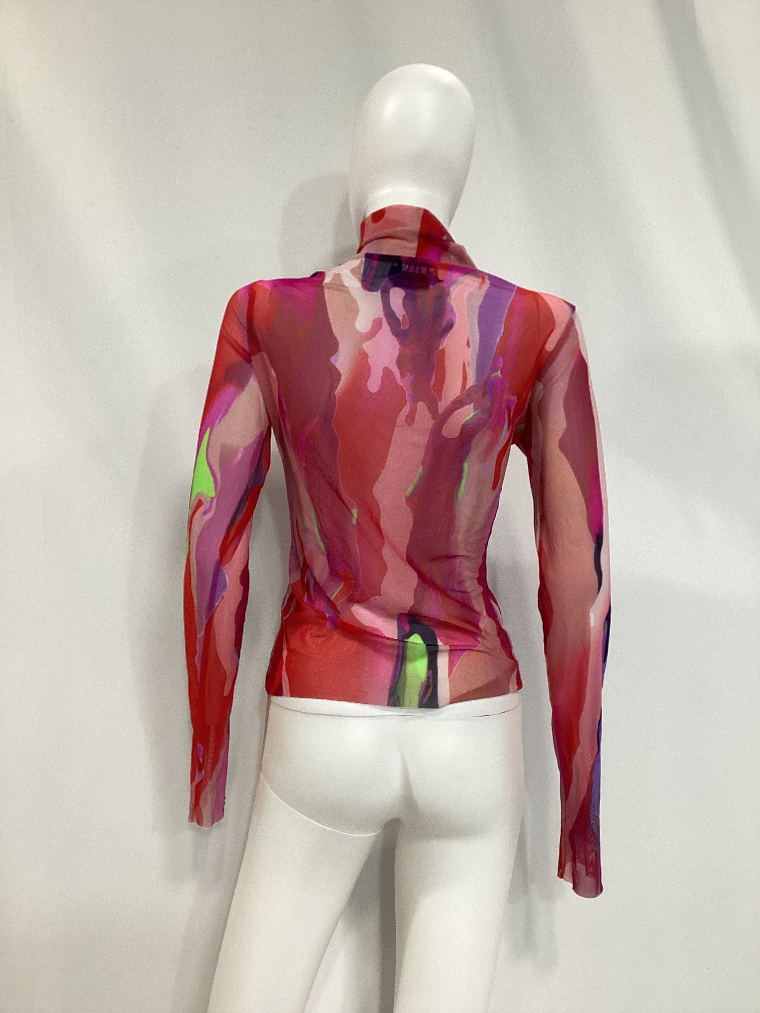 Mesh Turtleneck Top In Cyclemen - Image 3