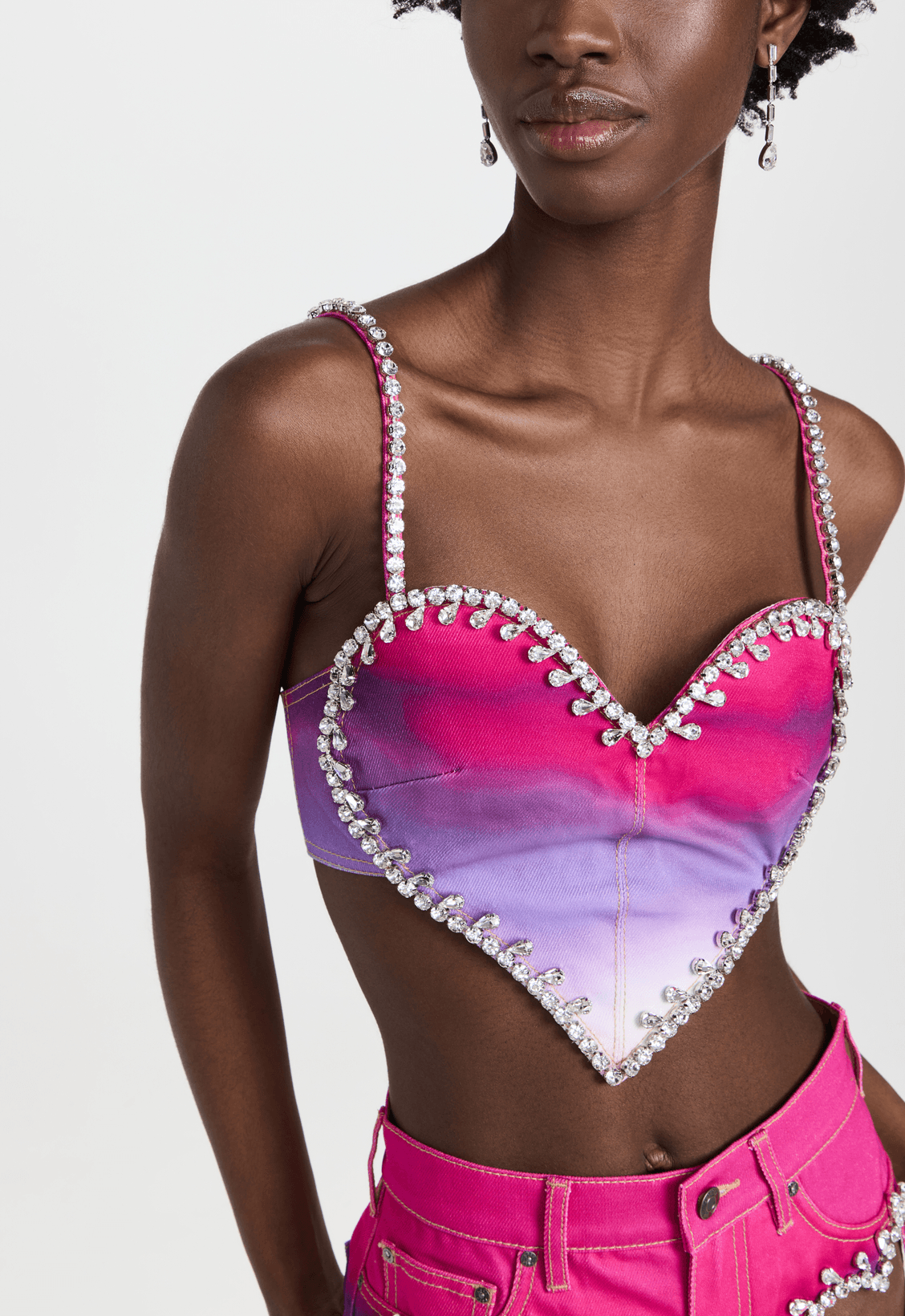 Crystal Trim Ombre Denim Heart Top - Image 1