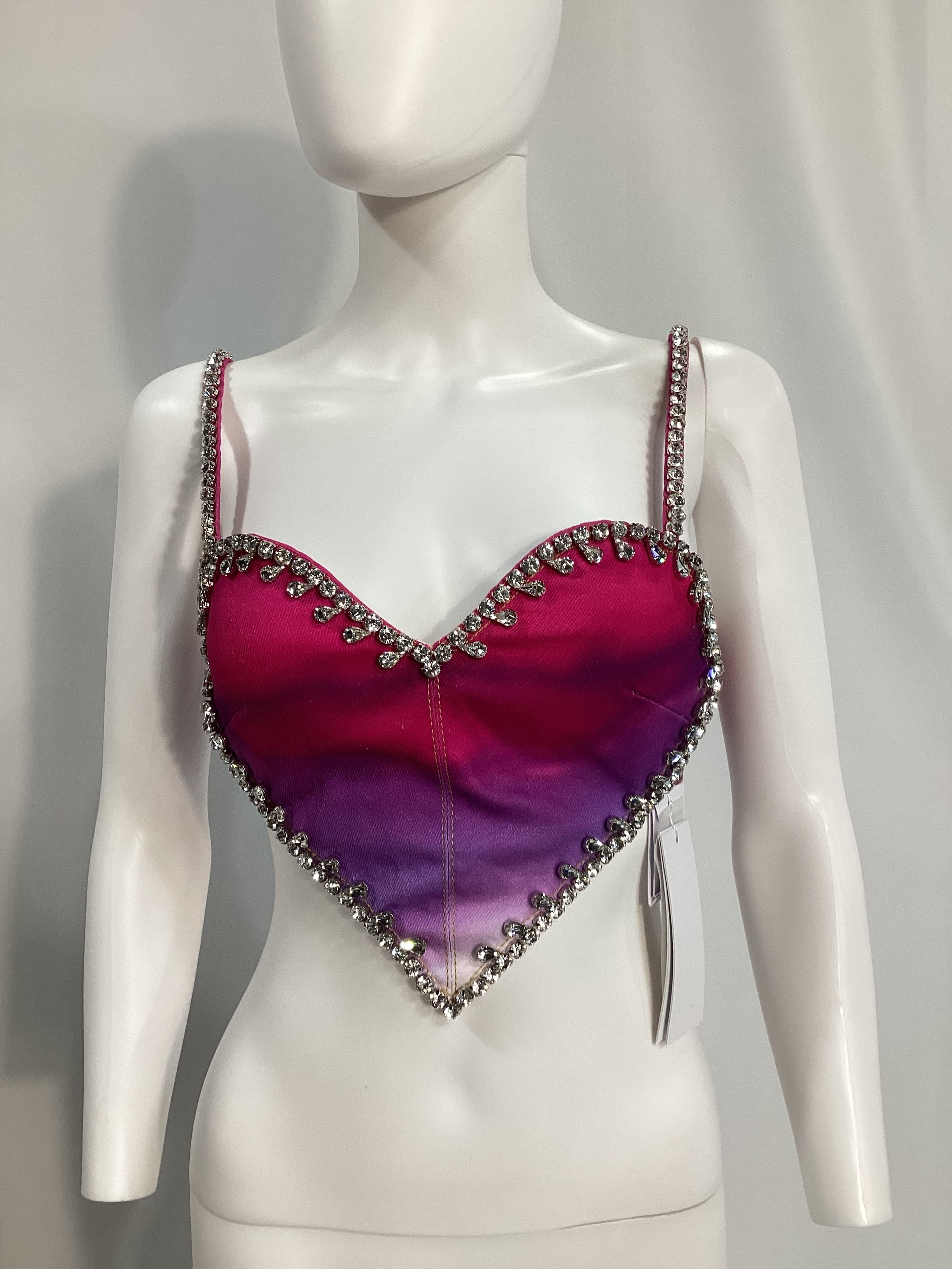 Crystal Trim Ombre Denim Heart Top - Image 3