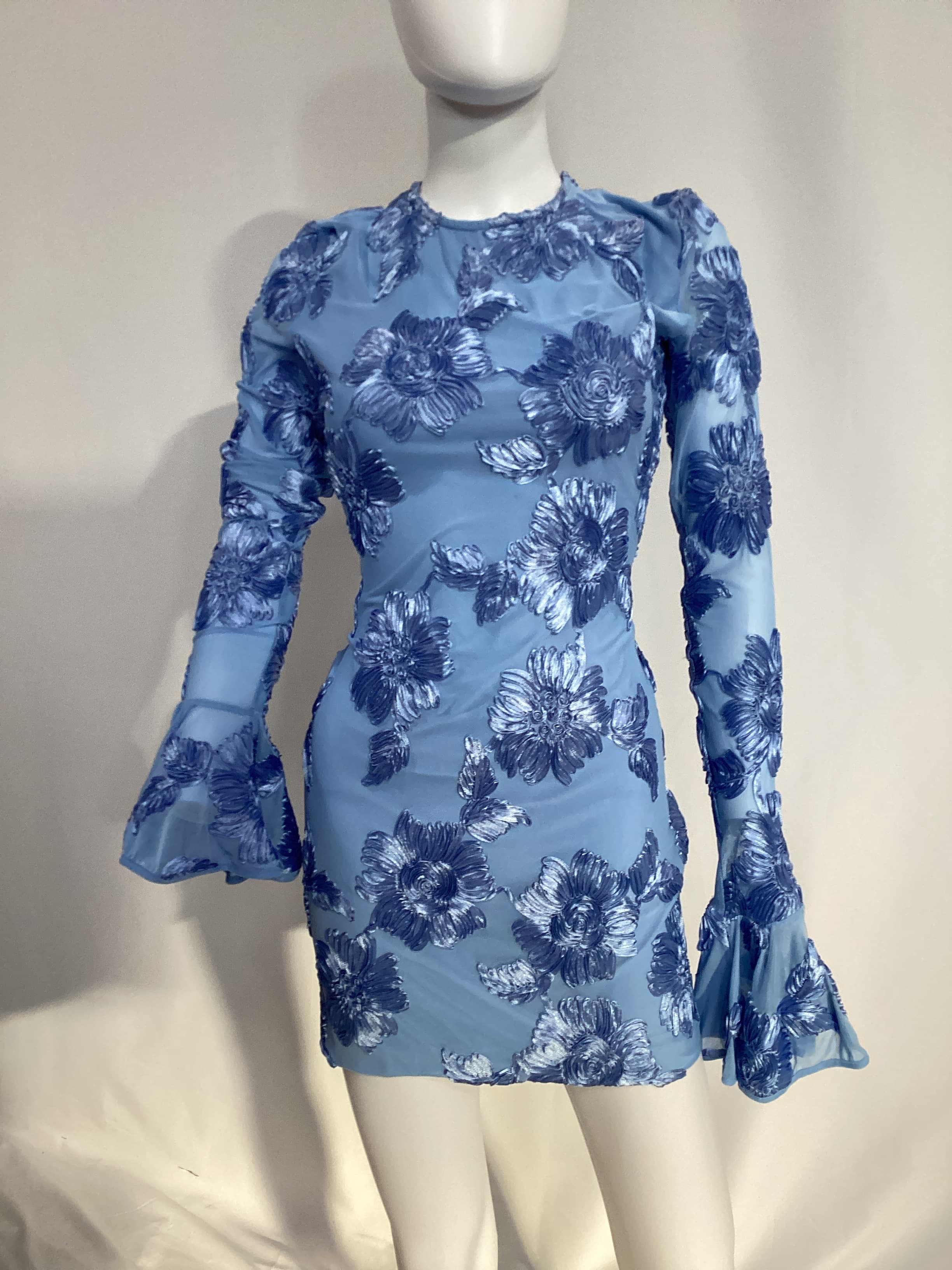 Bridal Floral-Appliqu Mesh Minidress - Image 3