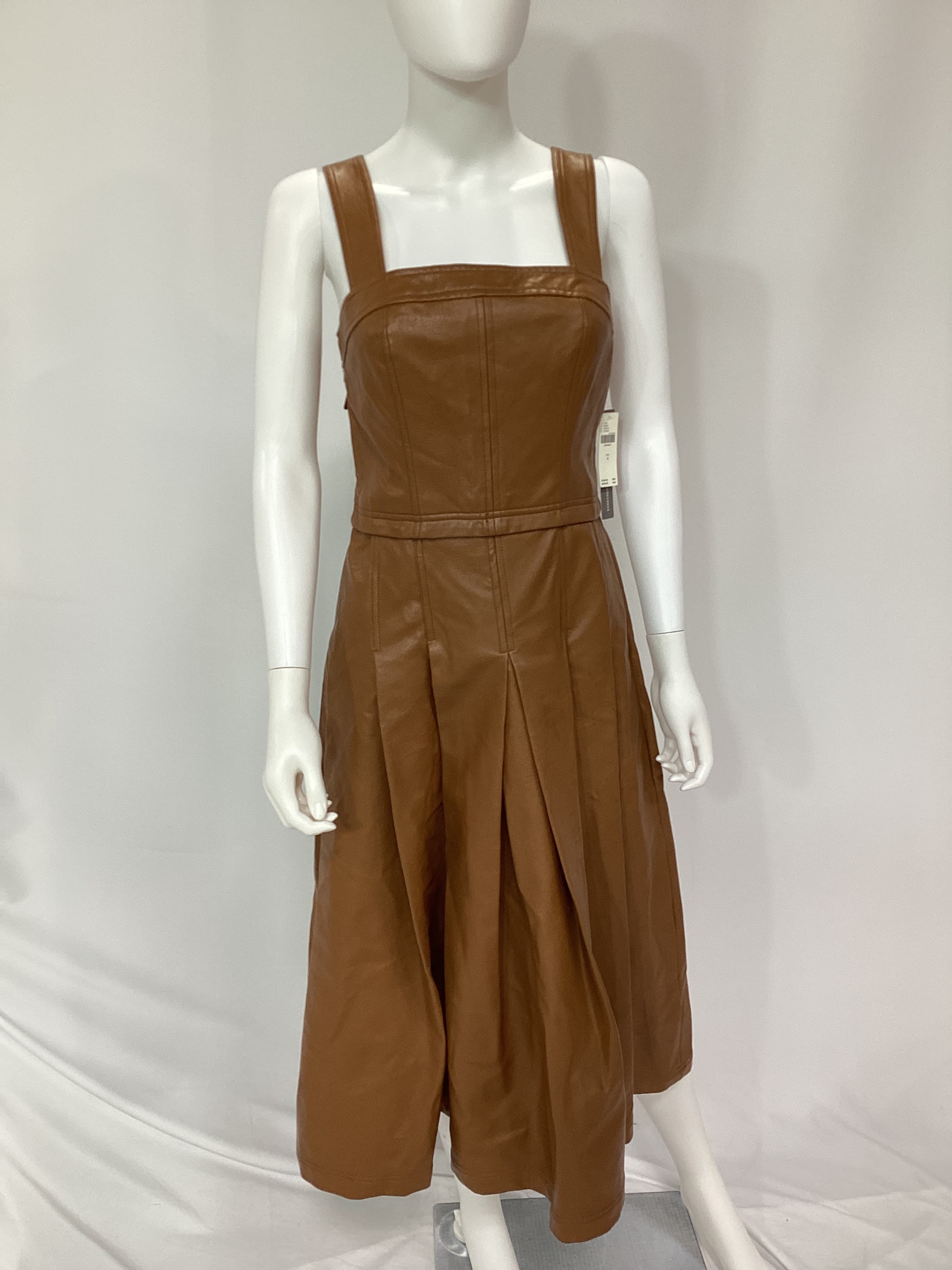 Pilcro Faux Leather Pleated Pinafore Dress - Image 3