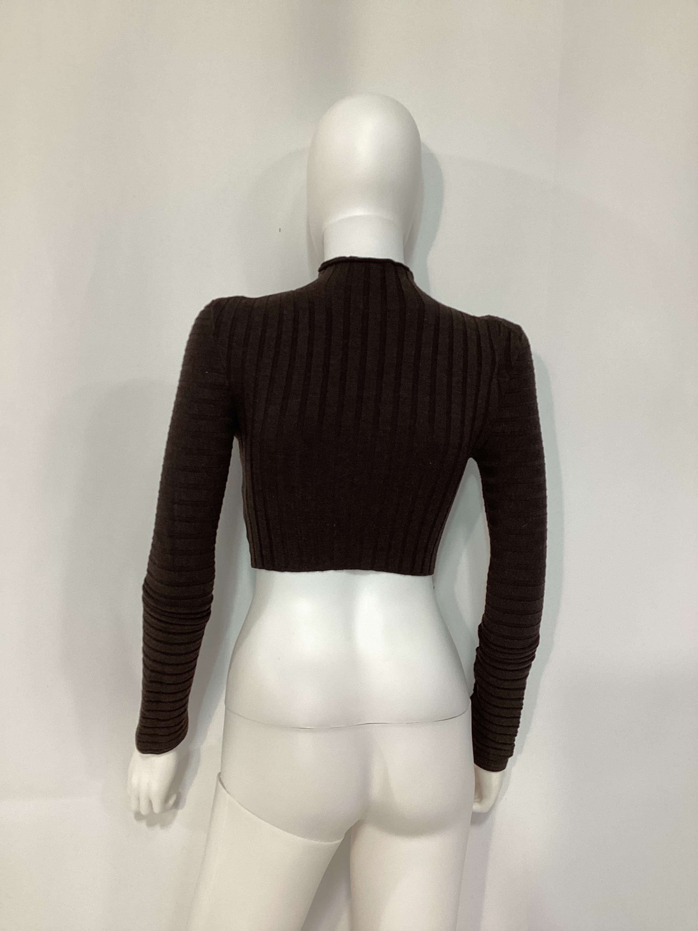 Dylan Wide Rib Cropped Sweater In Dark Brown - Image 4
