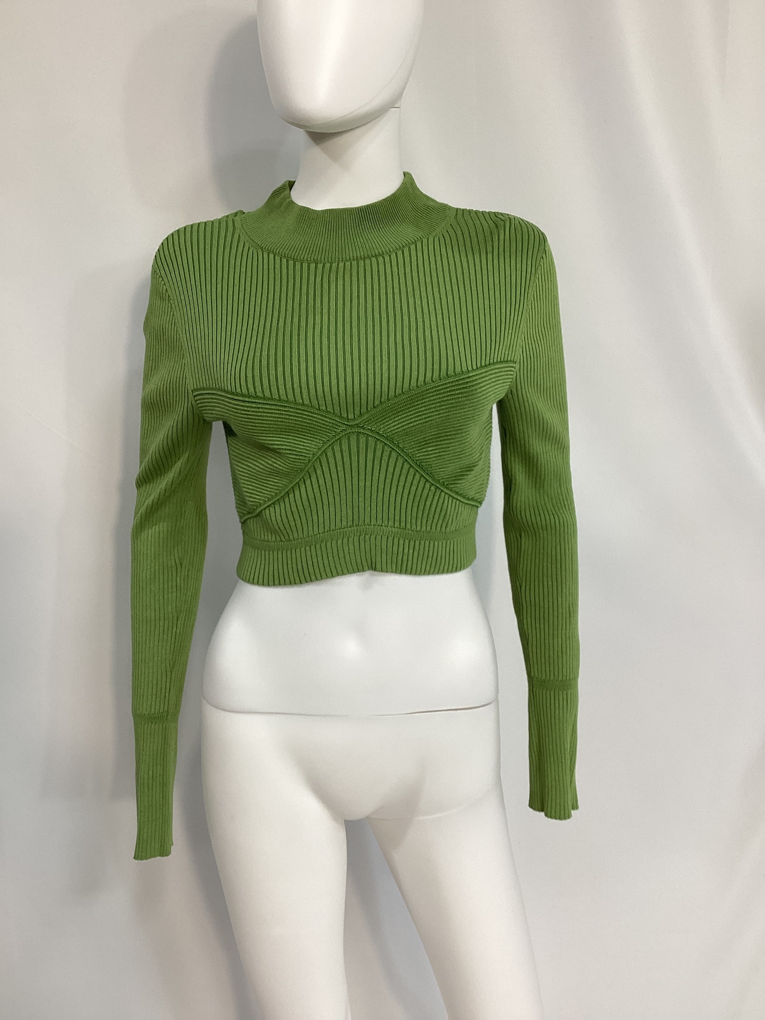 Midori Turtleneck In Green Plaited Rib - Image 2