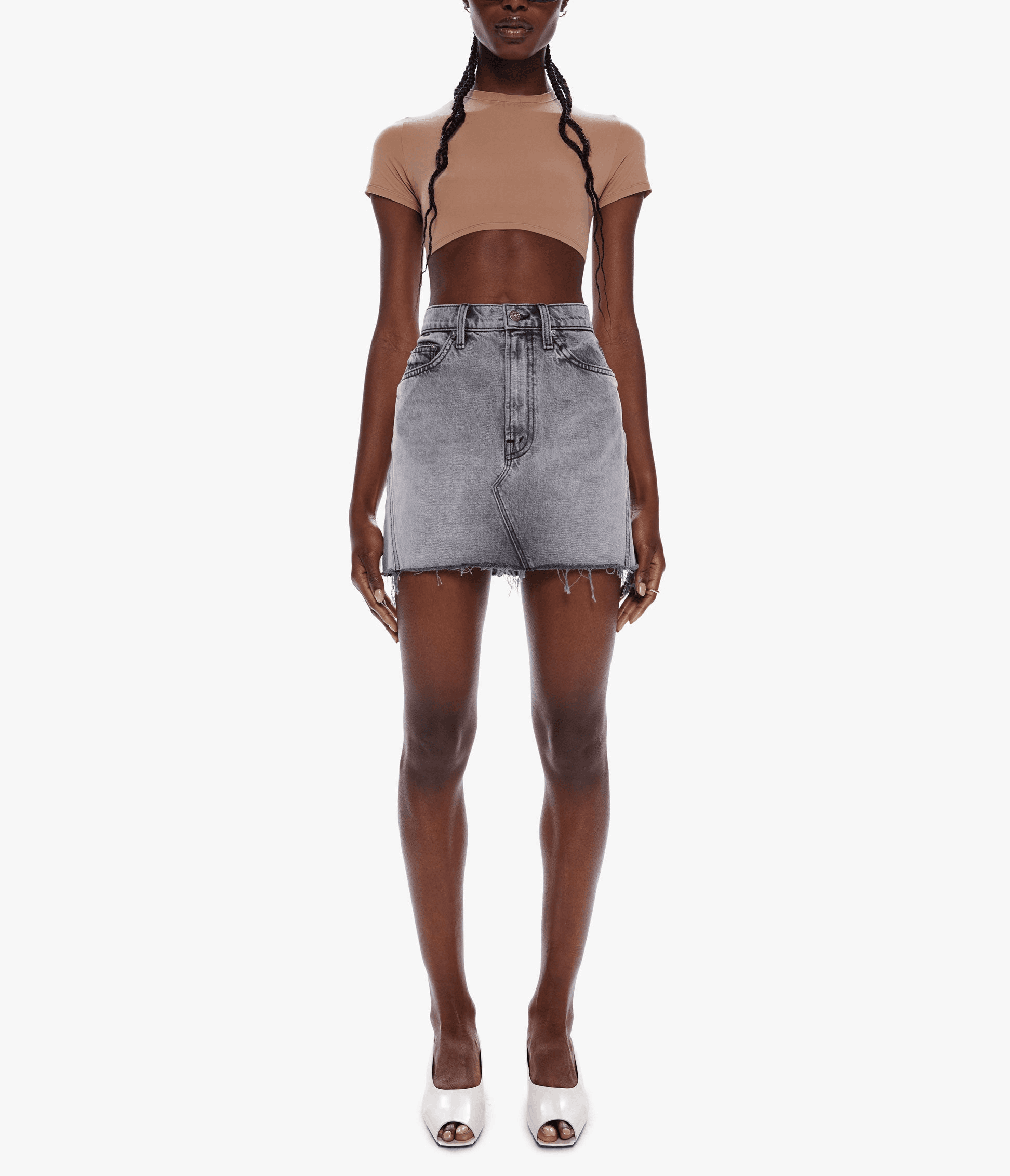 High Waisted Wedge Micro Skirt - Image 1