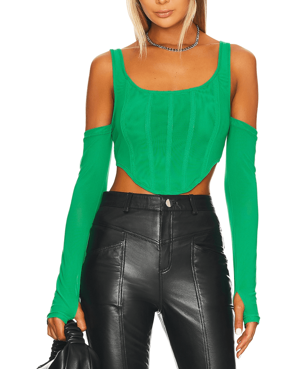 Aria Corset Top In Green - Image 1