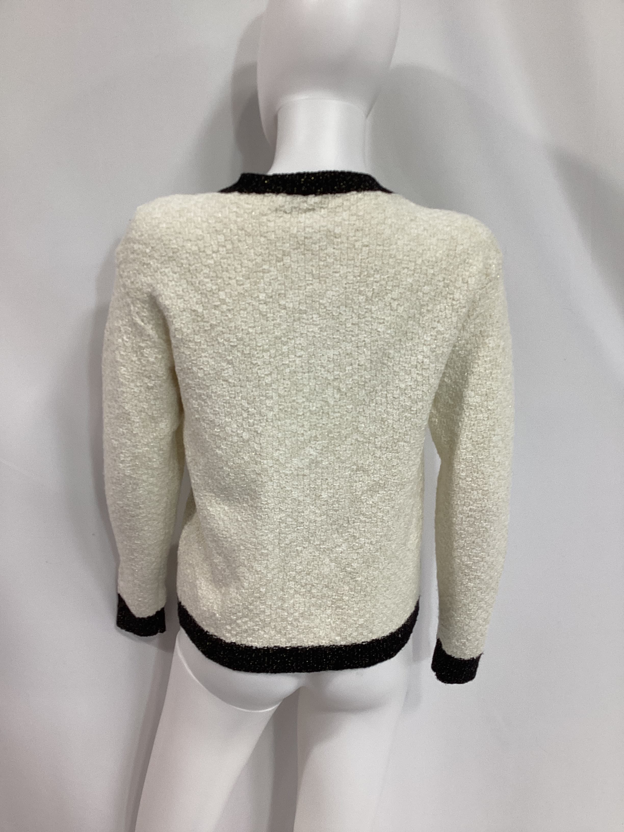 Contrast Knit Cardigan In Black Combo - Image 2