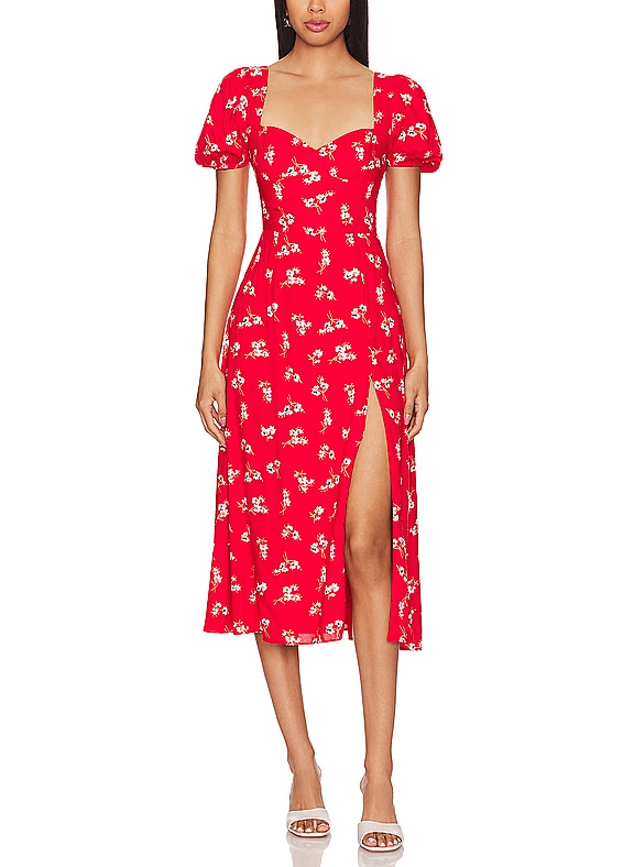 Gillian Midi Dress In Red Ditsy Floral - Image 1