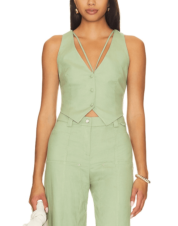 Matilde Vest In Sage Green - Image 1
