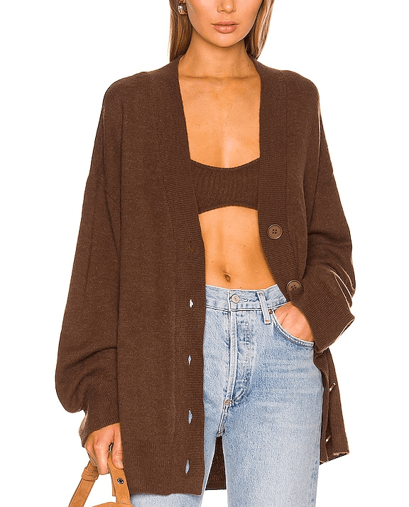 Trista Oversized Cardigan In Chocolate - Image 1